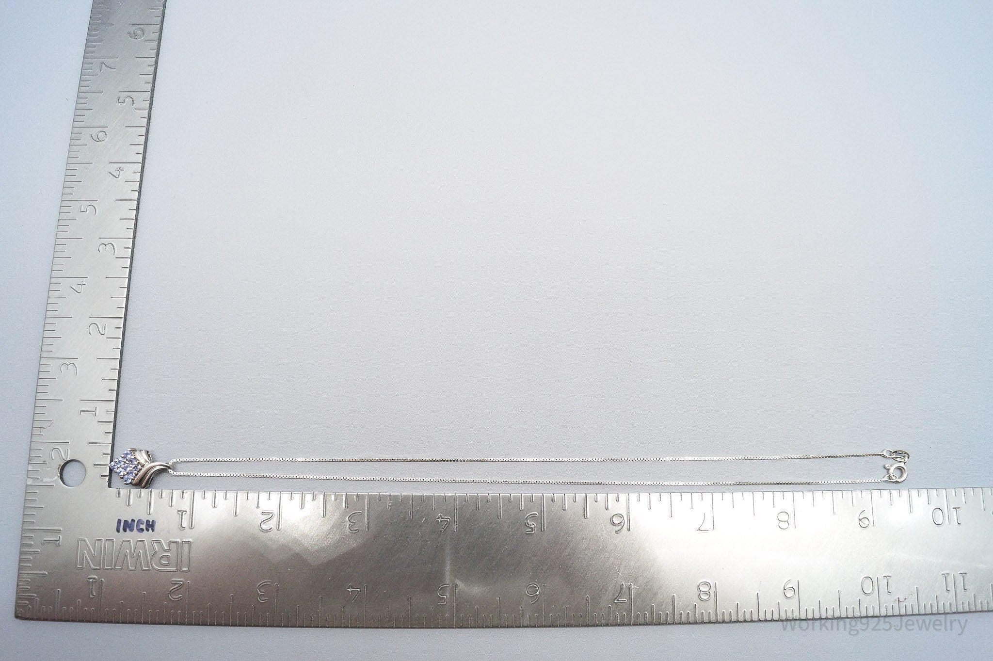 Vintage Tanzanite Sterling Silver Necklace 18"