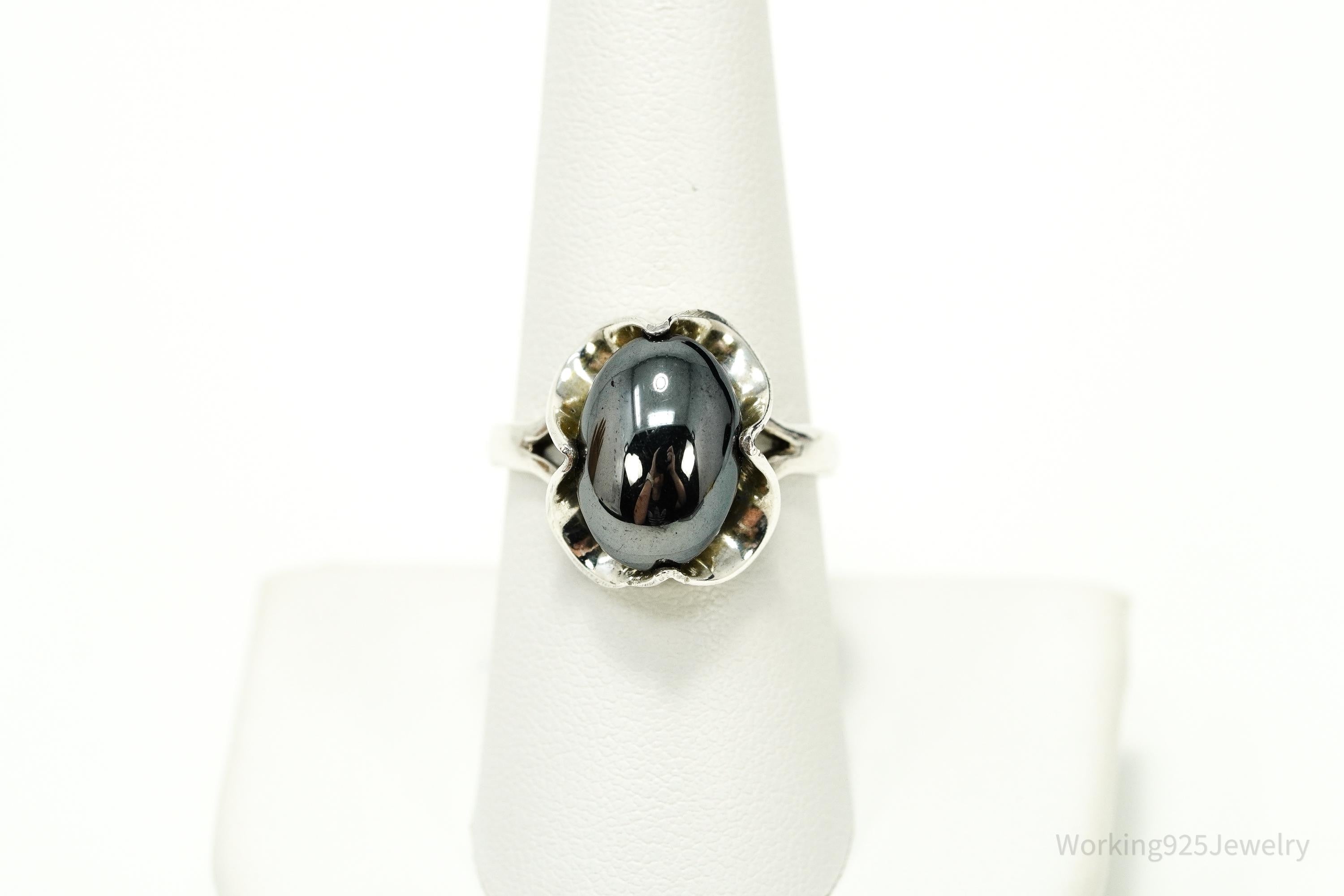 Vintage Hematite Sterling Silver Ring - Size 8