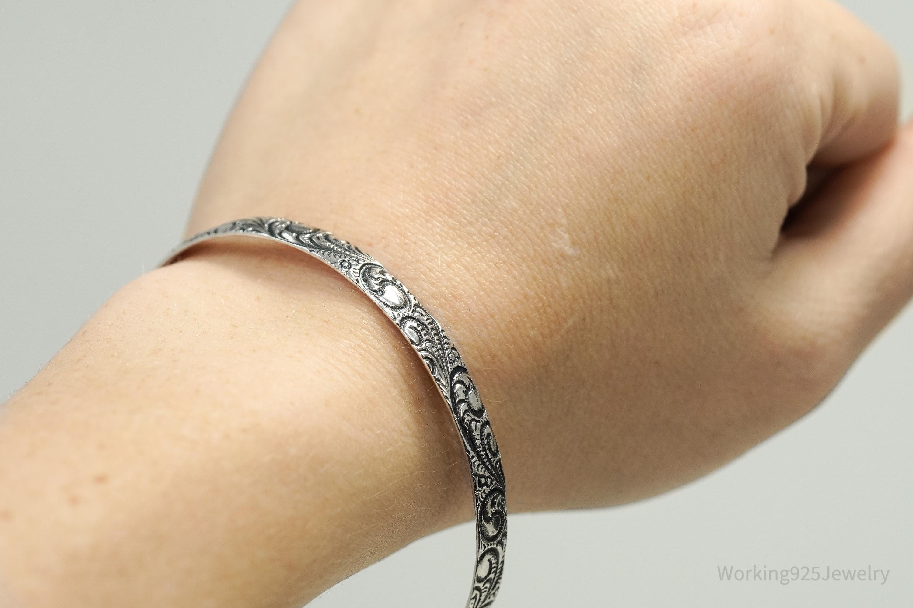 Antique Designer Danecraft Art Deco Pattern Sterling Silver Bracelet 8"