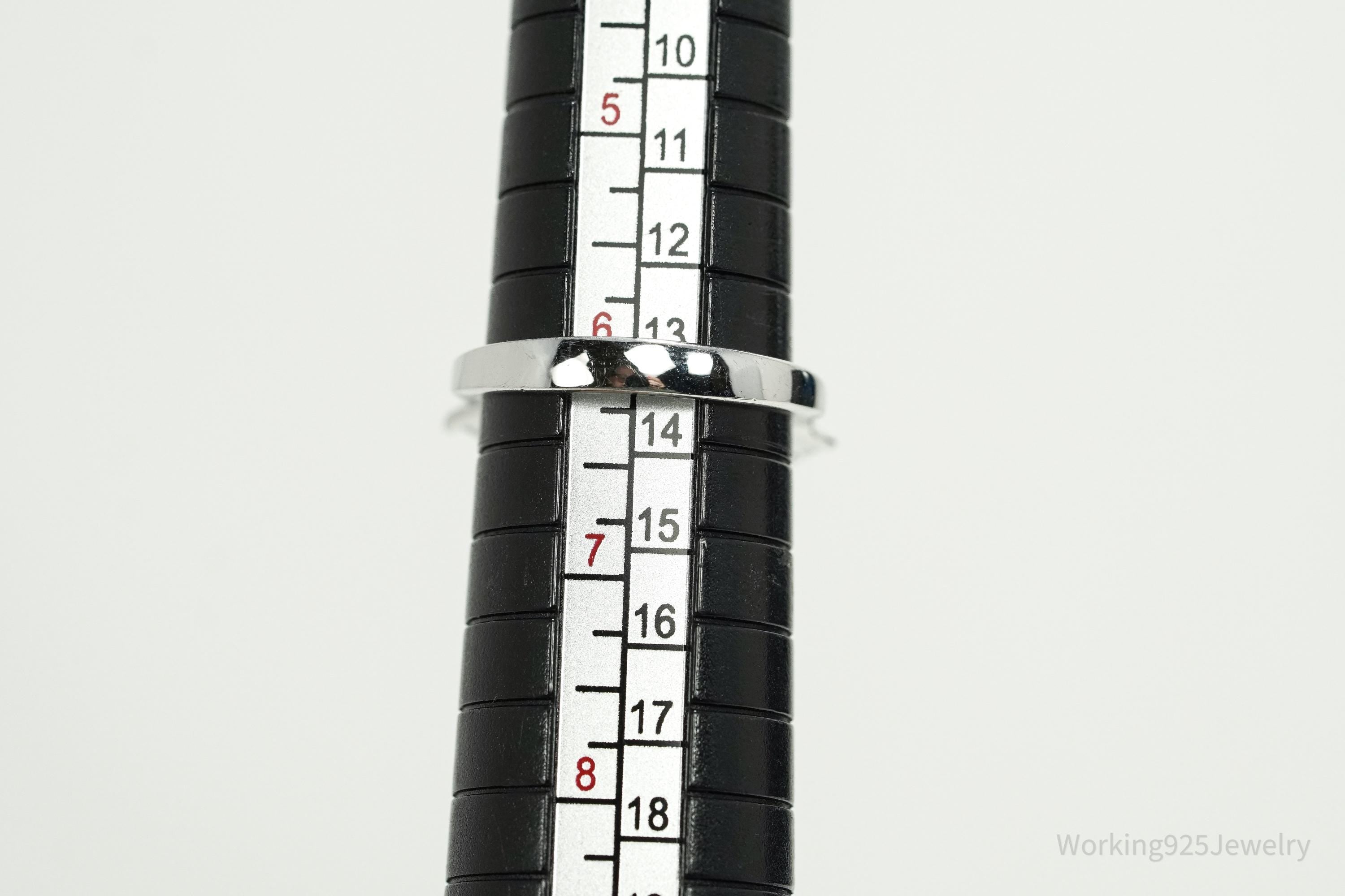 Designer PJM Large Cubic Zirconia Sterling Silver Ring - Size 6