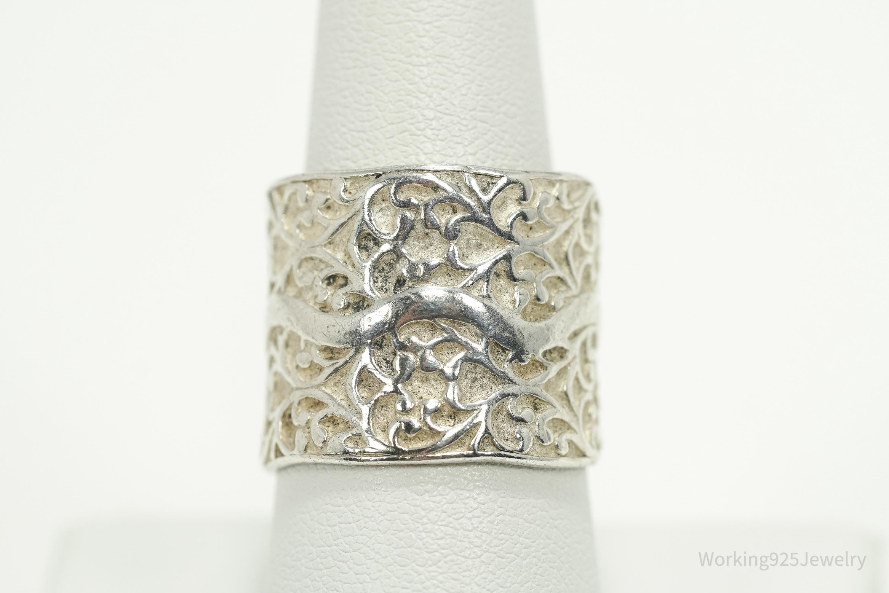 Vintage Silpada Retired Vines Sterling Silver Ring - Size 8.5