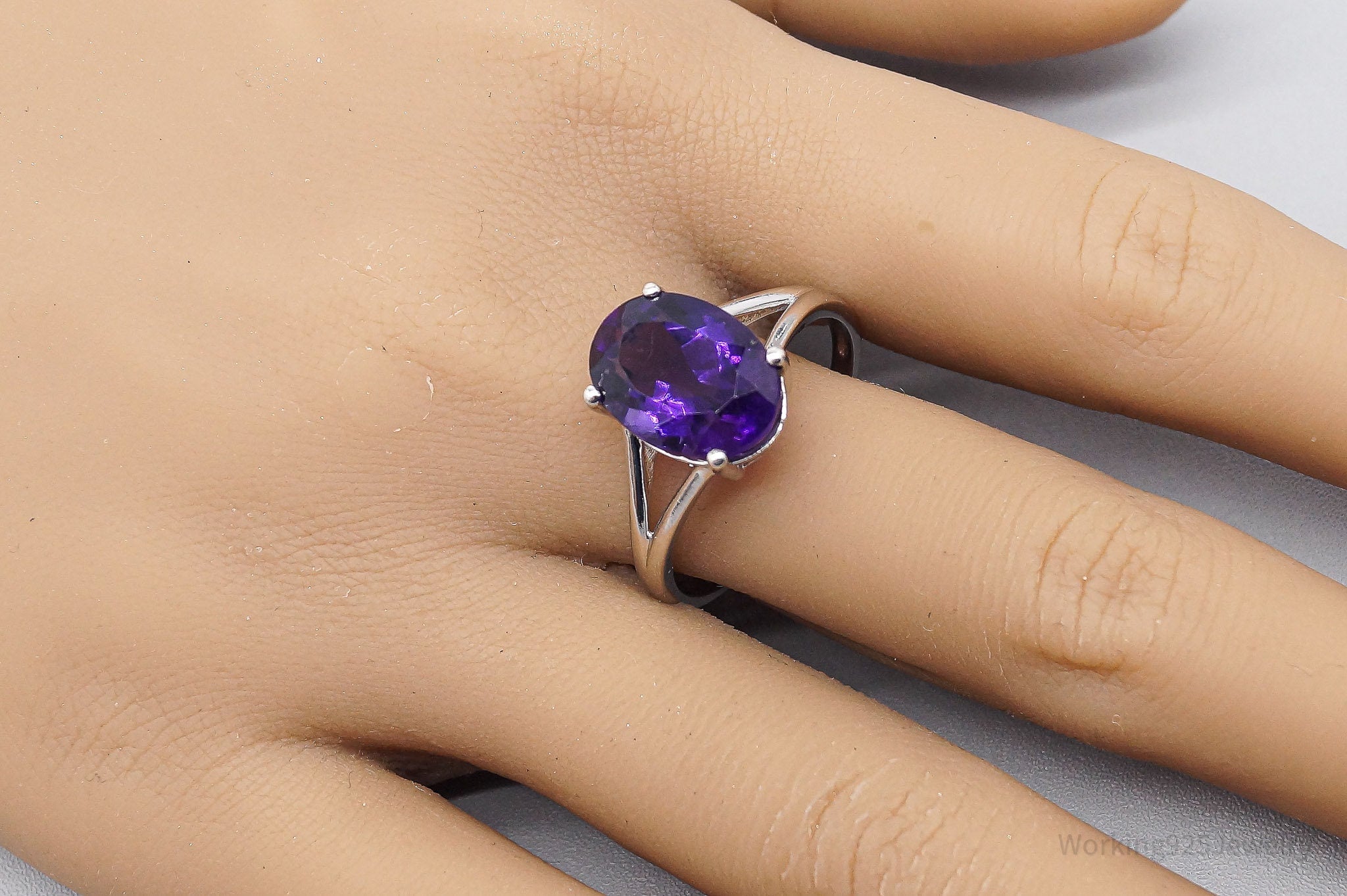 JTV DK Large Purple Amethyst Sterling Silver Ring - Size 12