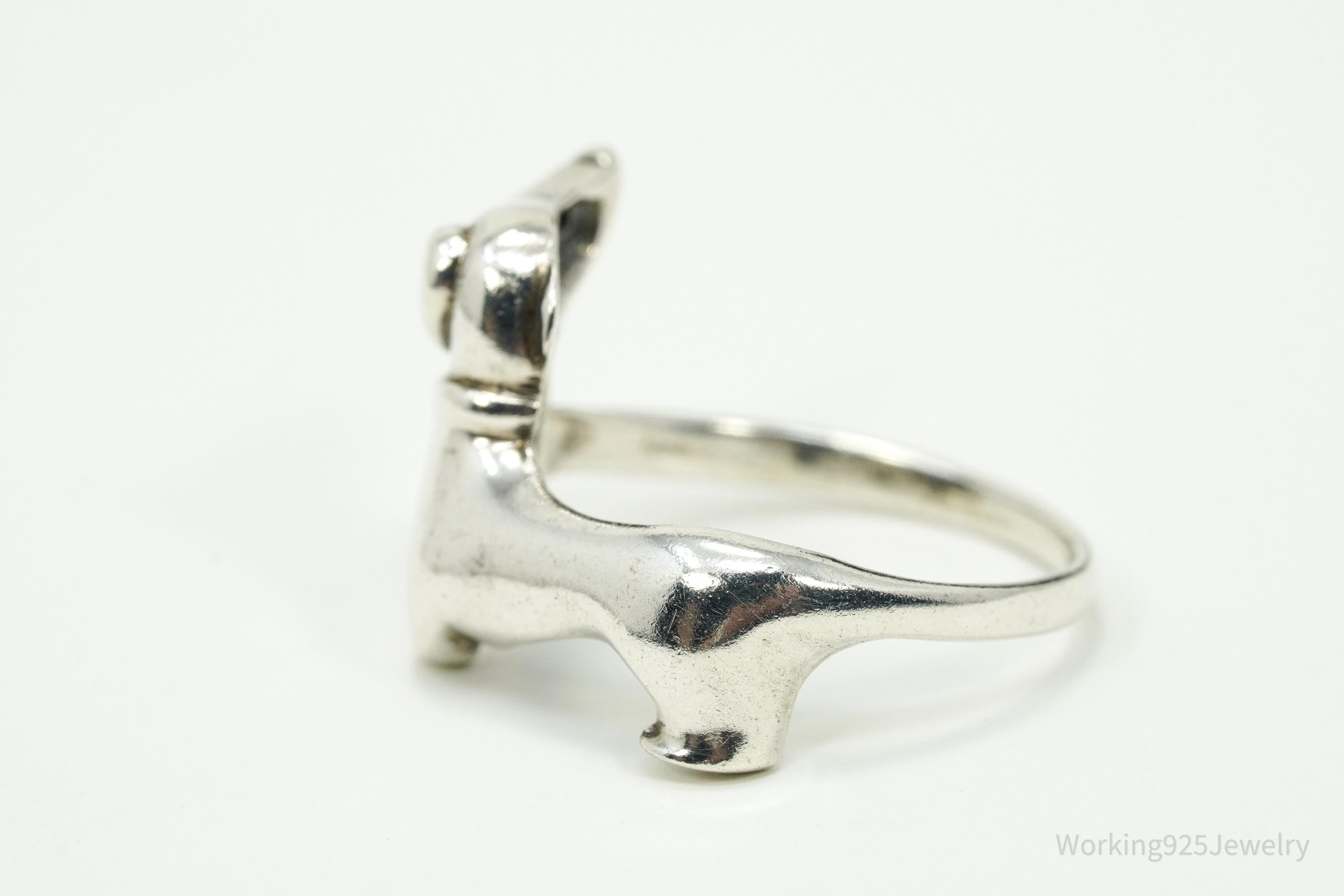 Vintage Dachshund Sterling Silver Ring - Size 6