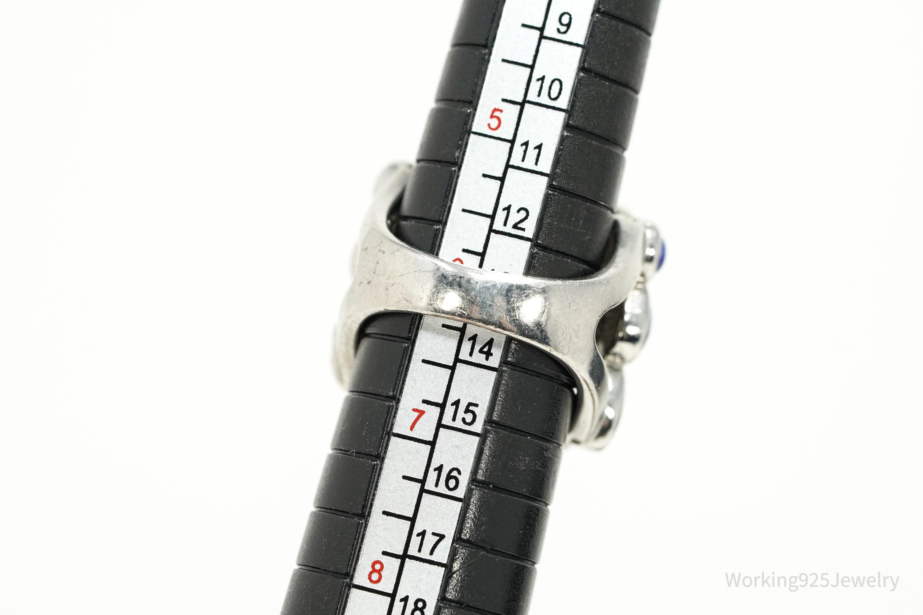 Vintage Joseph Esposito Lapis Lazuli & CZ Sterling Silver Cocktail Ring Sz 6.25