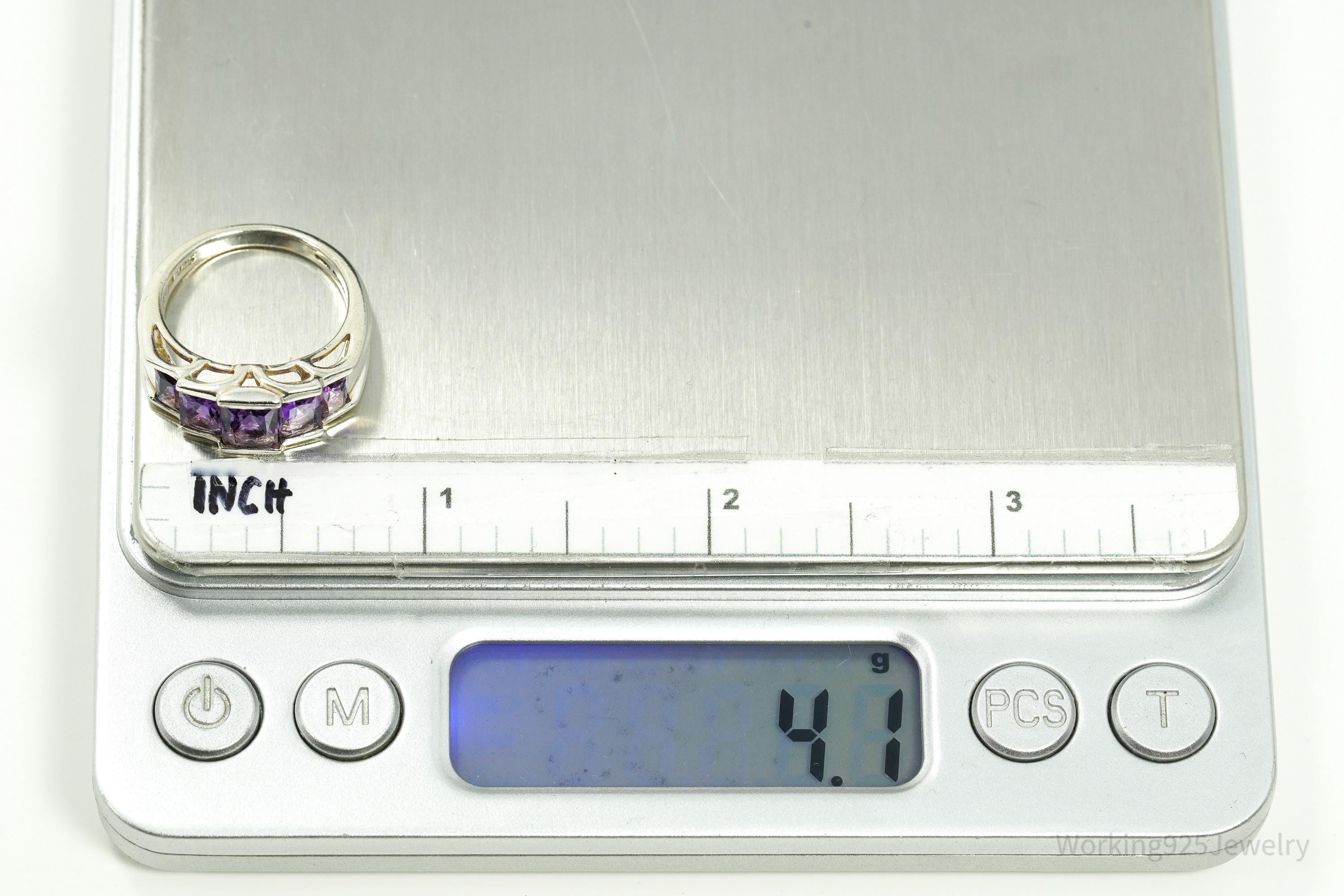 Vintage Amethyst Sterling Silver Ring - Size 6