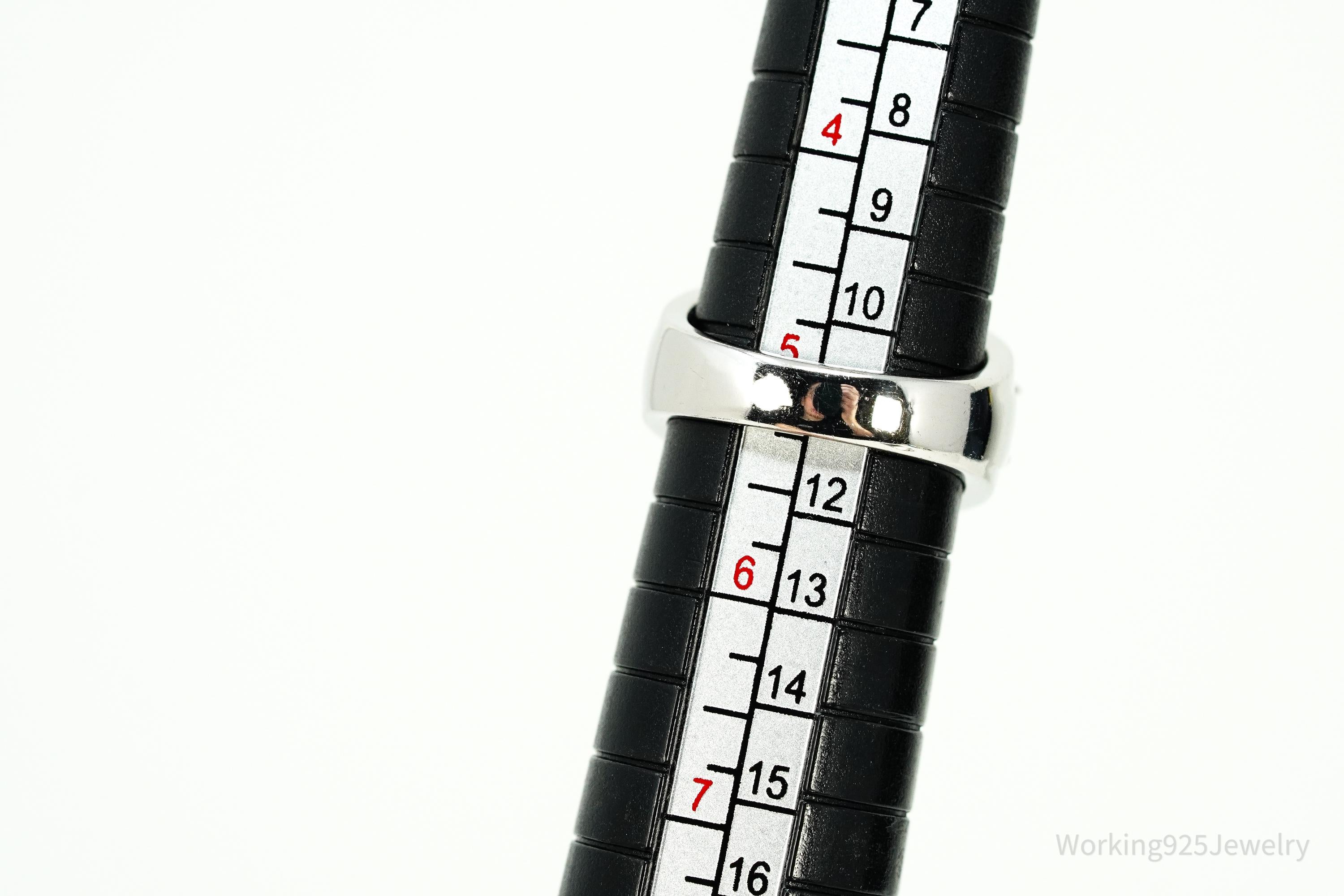 Vintage Large Cubic Zirconia Sterling Silver Ring - Size 5.25