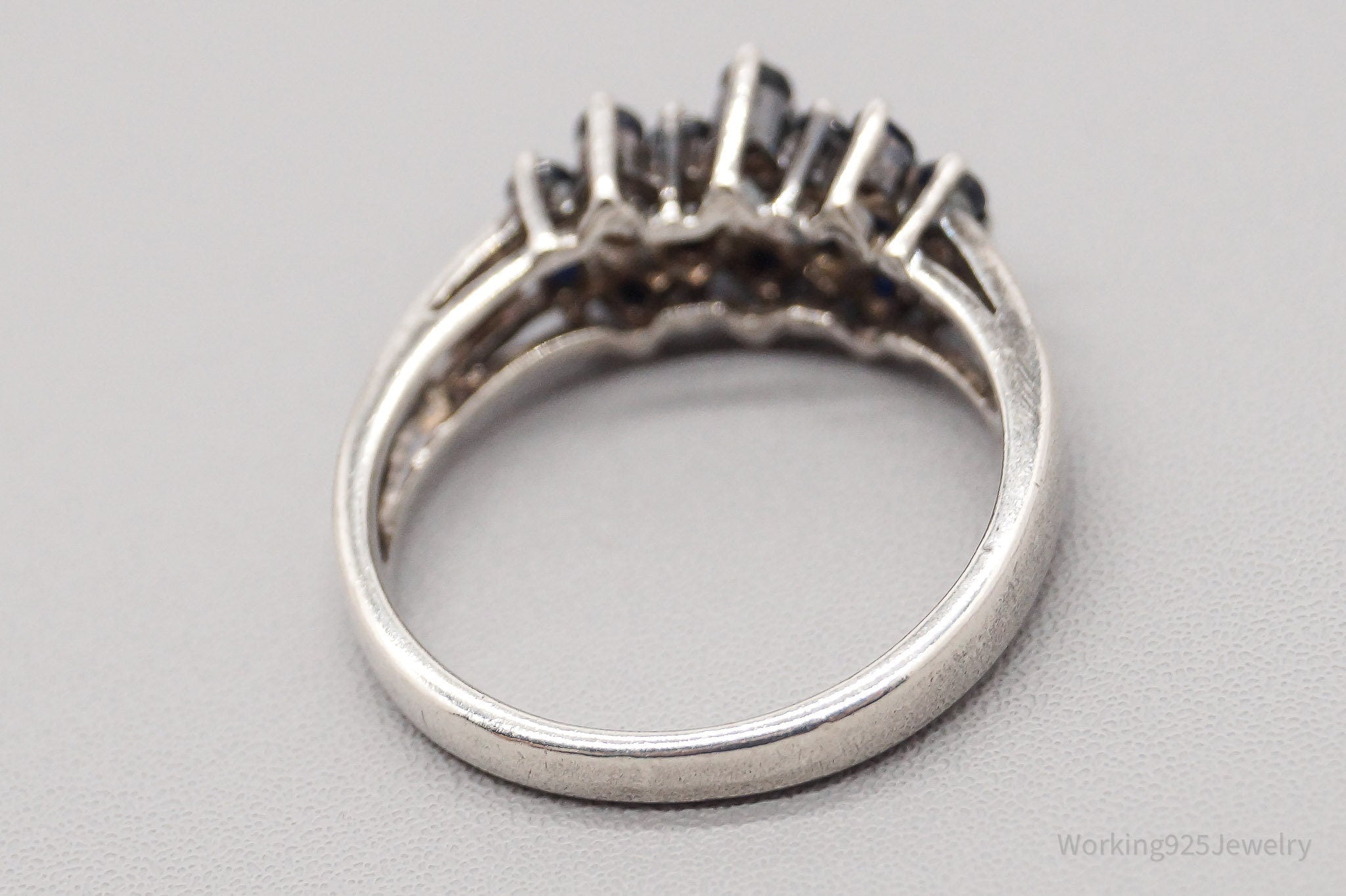 Vintage CNA Blue Sapphire Sterling Silver Ring - Size 6.75