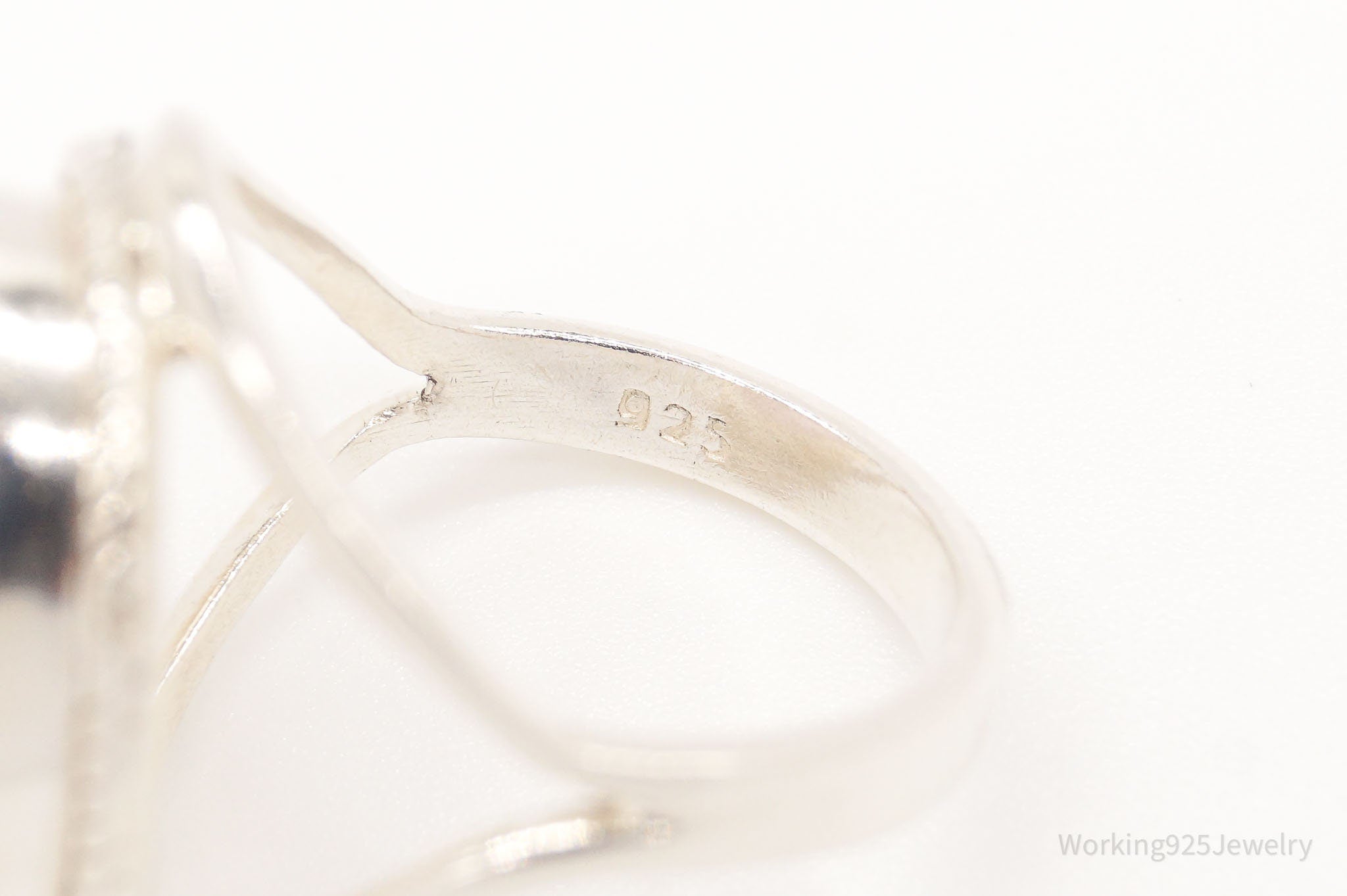 Vintage Large Rose Quartz Sterling Silver Ring - Size 6