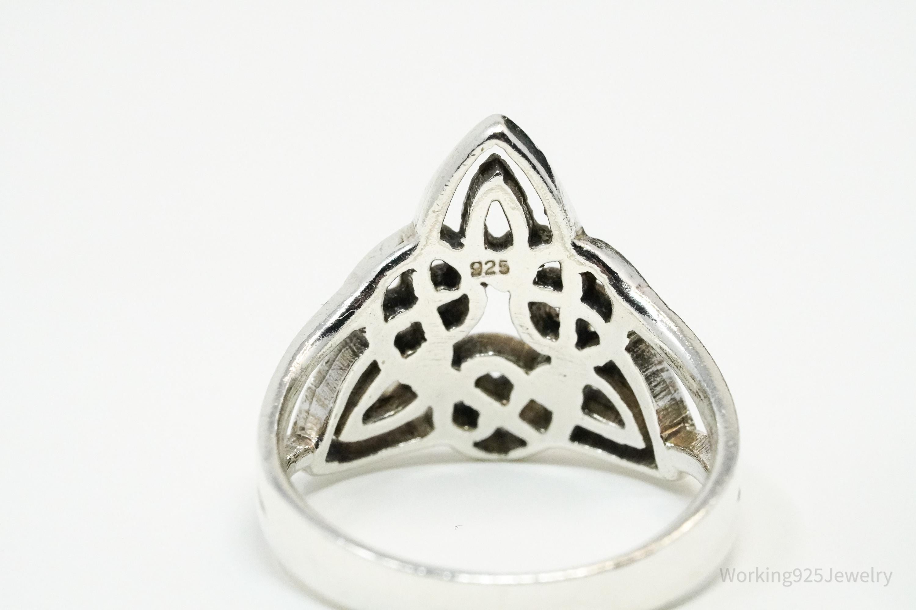 Vintage Celtic Knot Design Sterling Silver Ring - Size 6.5