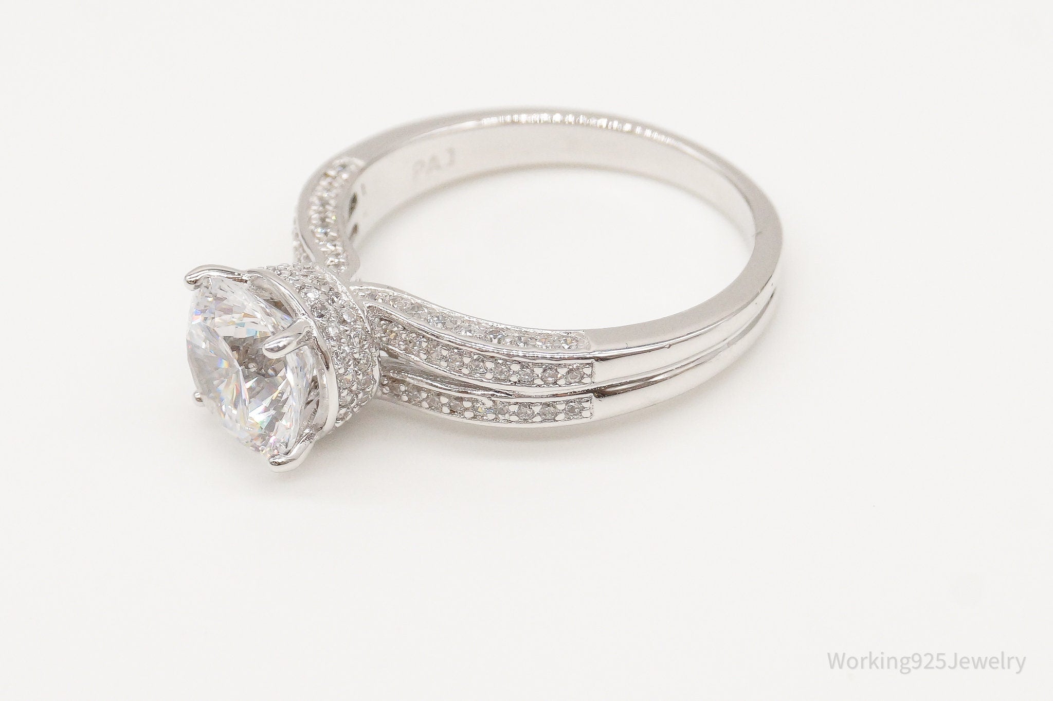 Designer PAJ Cubic Zirconia Sterling Silver Ring - Size 10.25