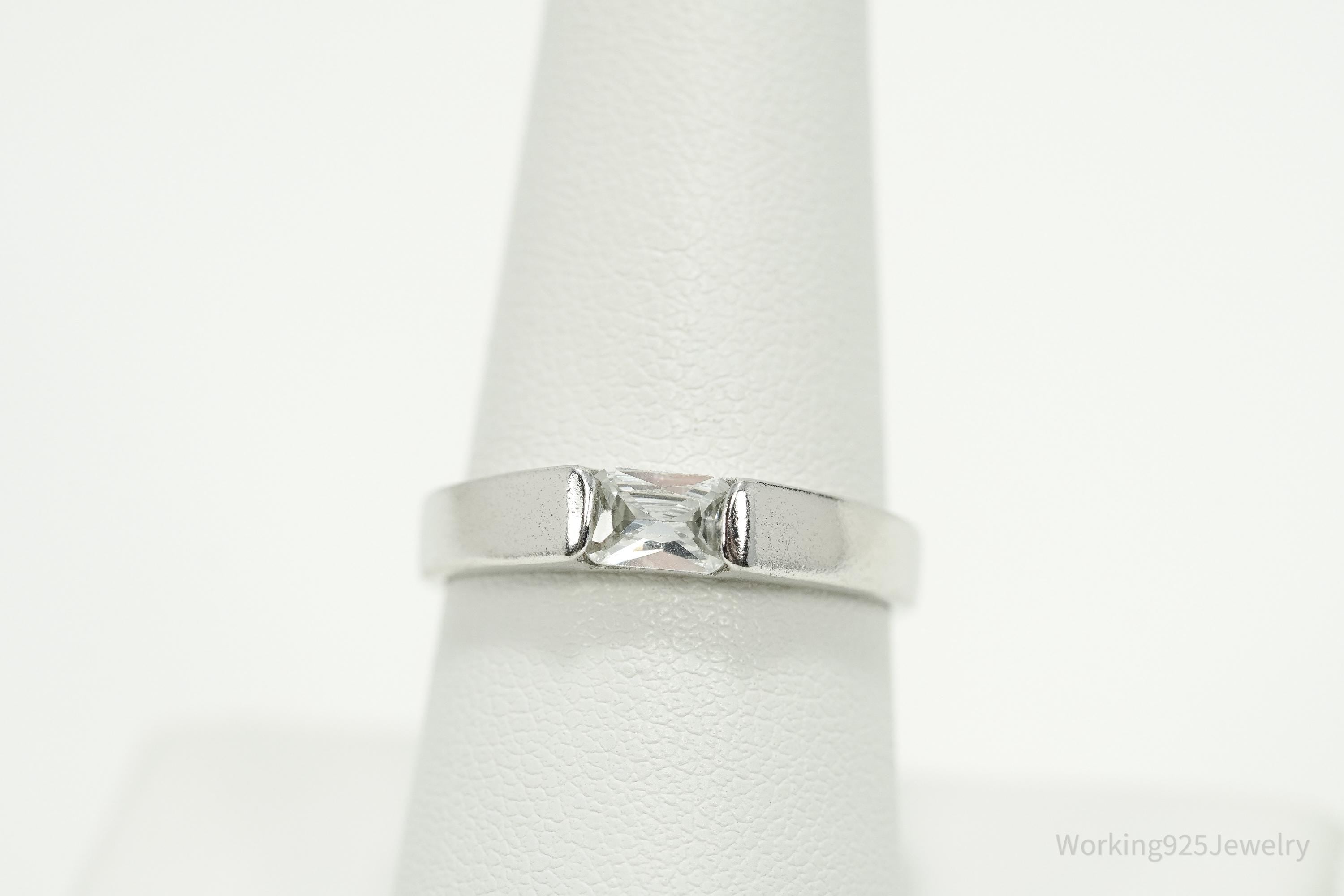 Vintage Cubic Zirconia Sterling Silver Ring Size 8.25