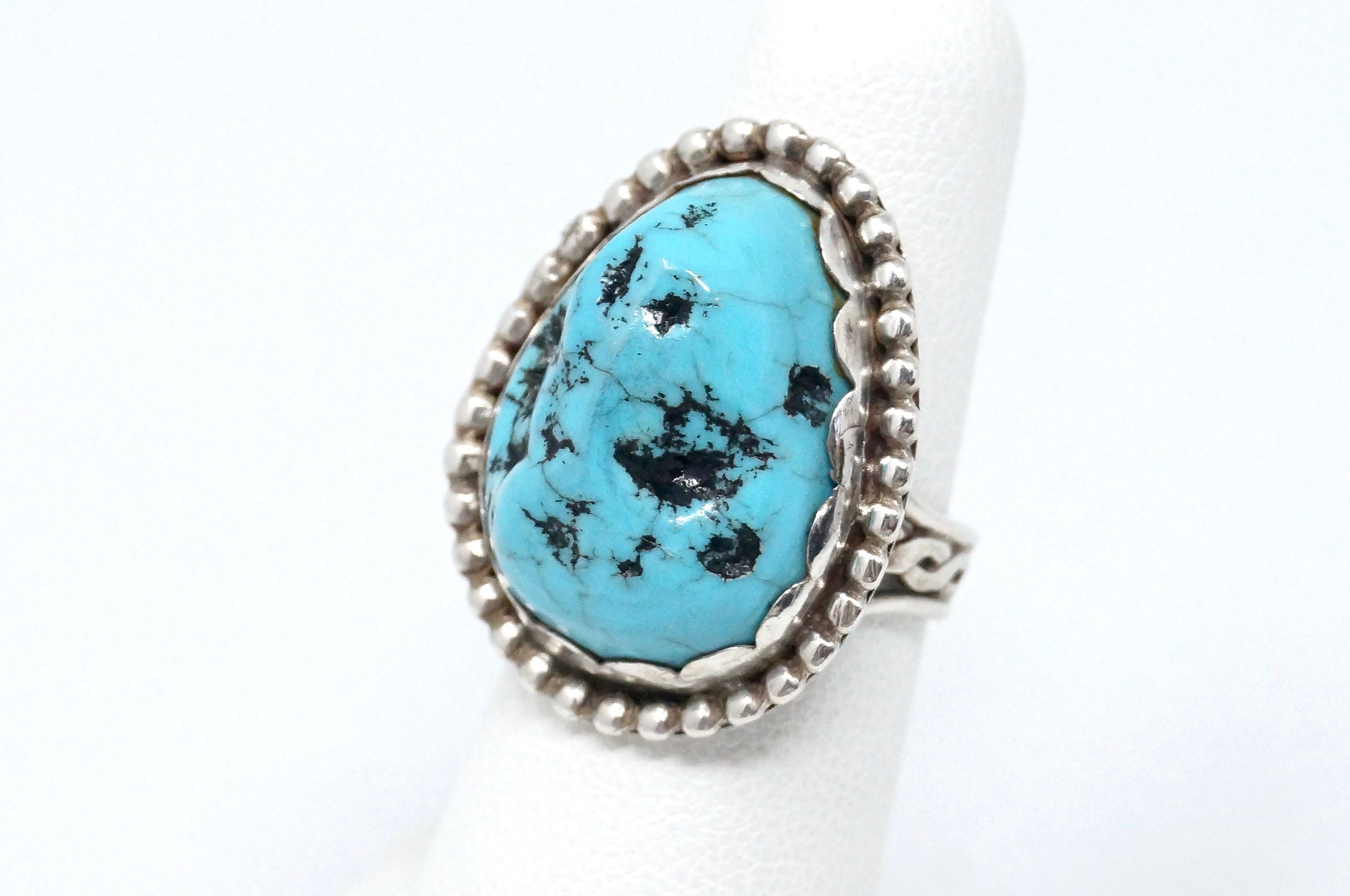 Vtg Native American Navajo Mary Morgan Turquoise Sterling Silver Ring Sz 5.25