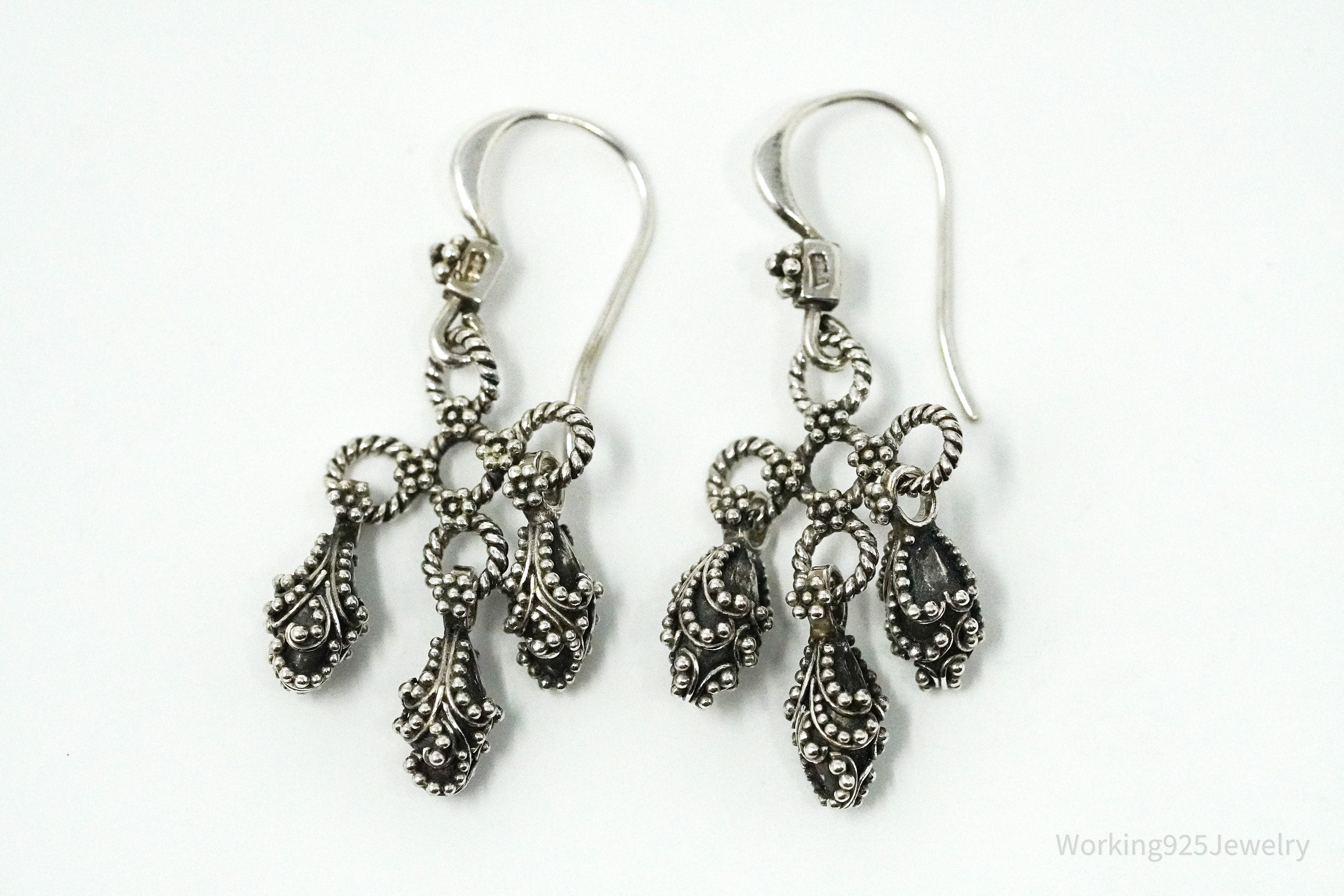 Vintage Granulated Style Sterling Silver Earrings