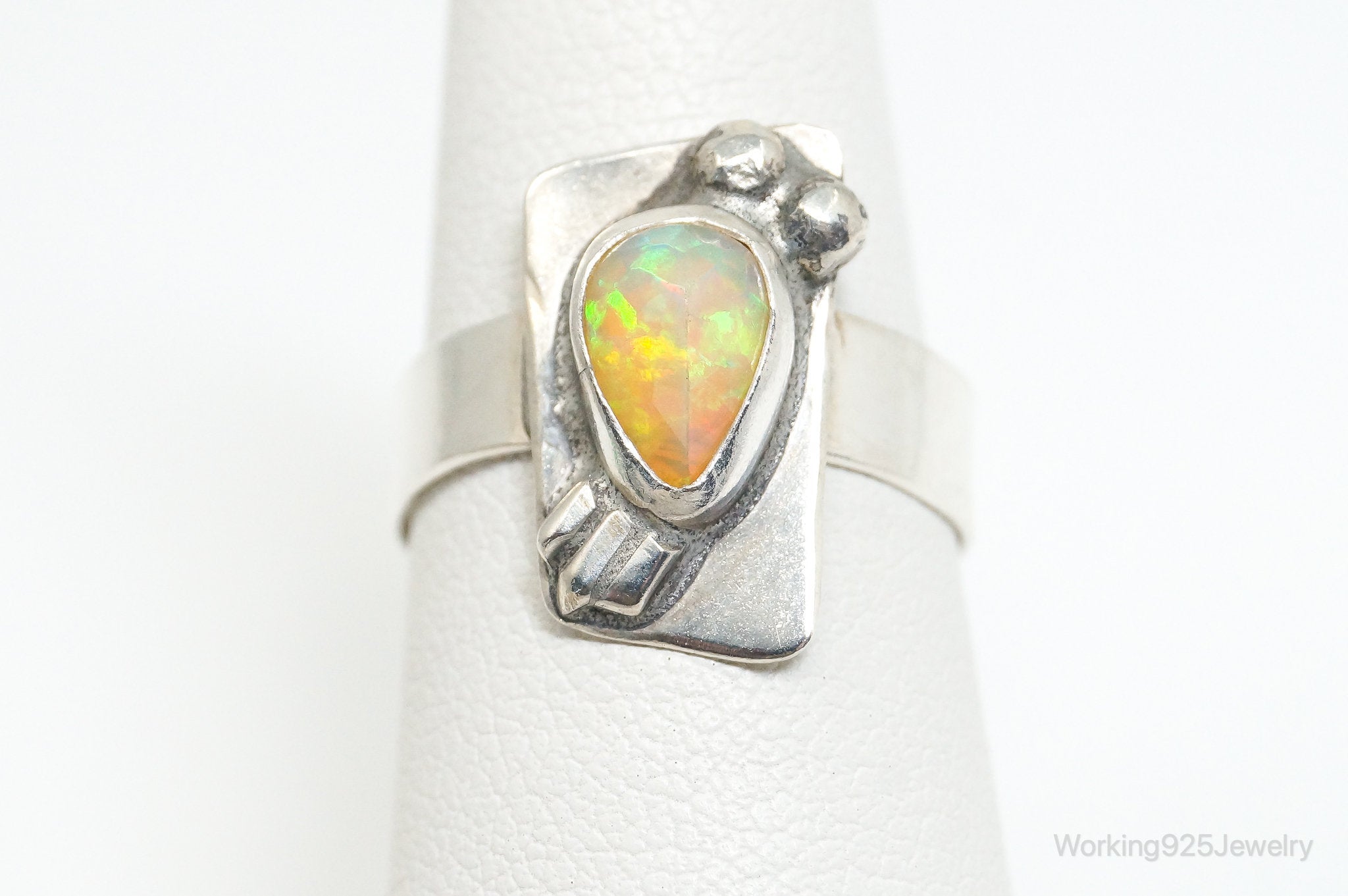 Vintage Opal Sterling Silver Ring - Size 6.75