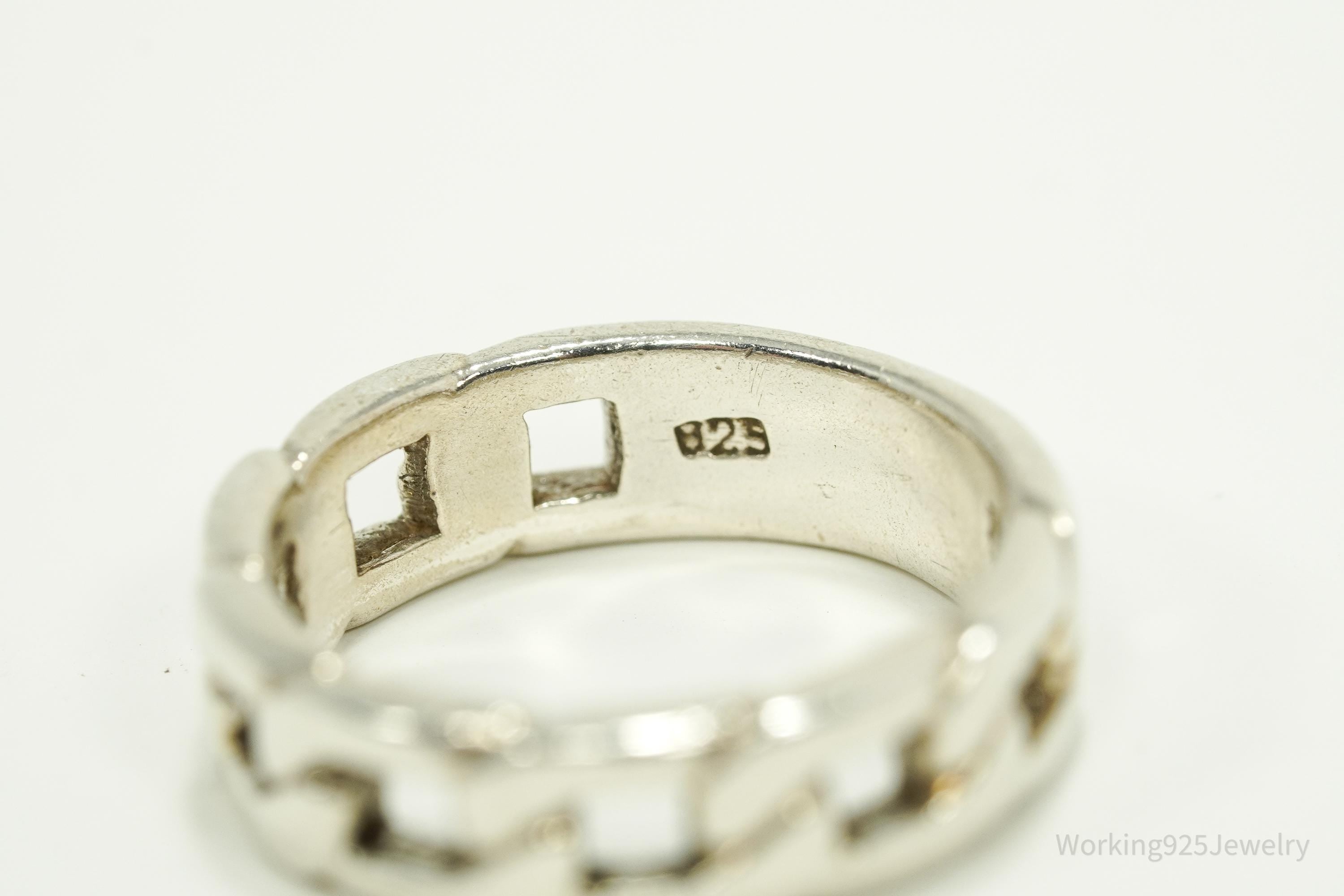 Vintage Chainlink Sterling Silver Ring - Size 8