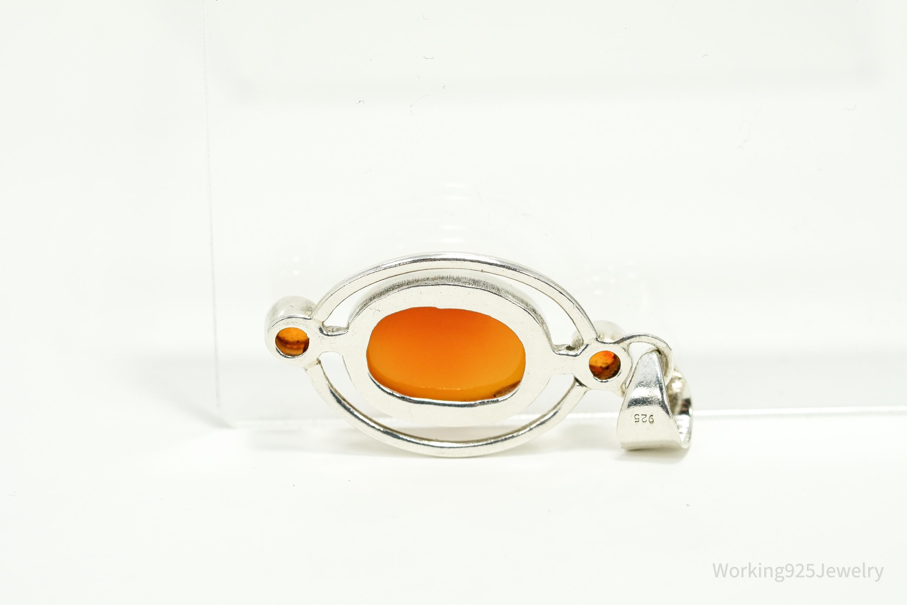 Vintage Carnelian Sterling Silver Necklace Pendant
