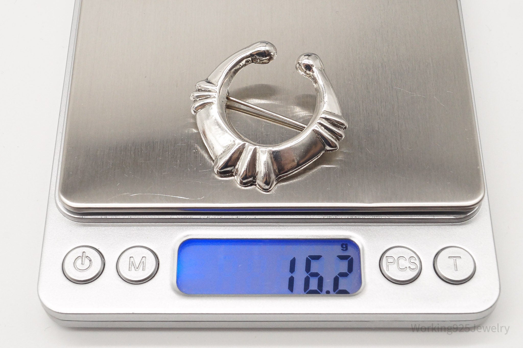 Vintage Handmade Native American Naja Silver Brooch Pin