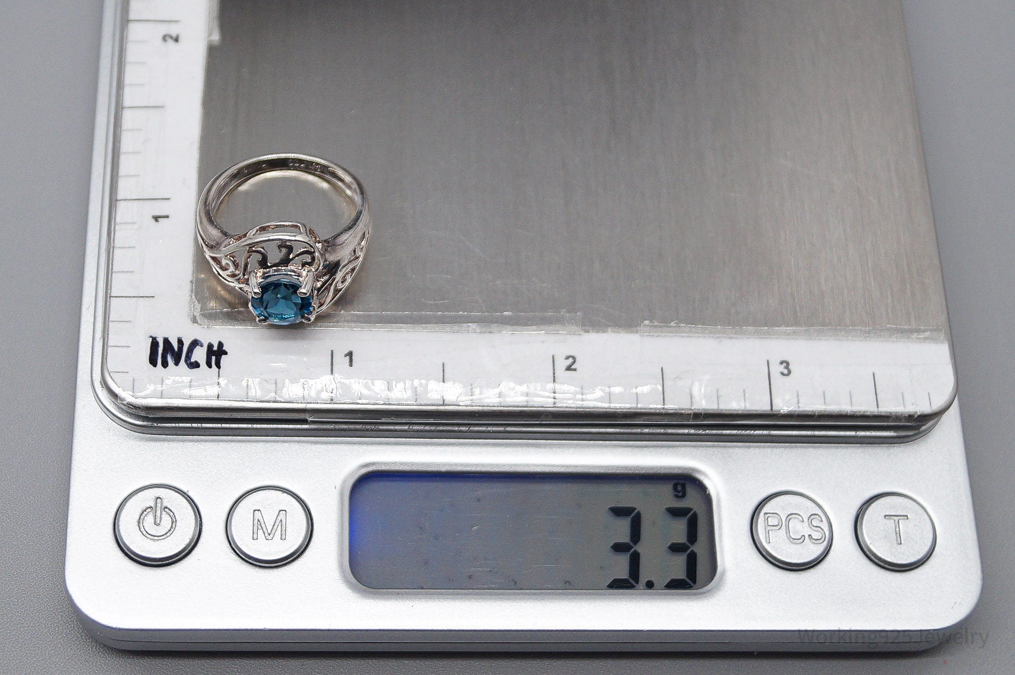 Vintage London Blue Topaz Sterling Silver Ring - Size 6