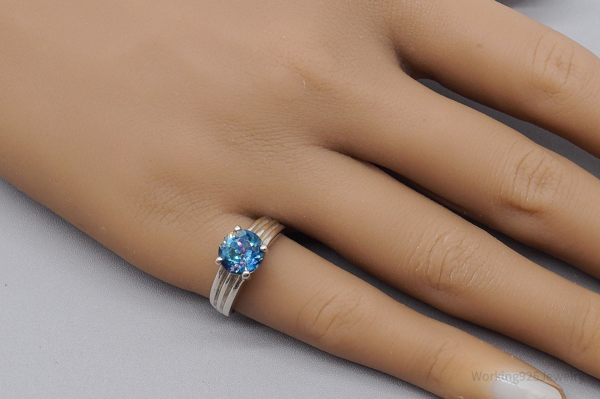 Vintage Blue Mystic Topaz Sterling Silver Ring - Size 6.25