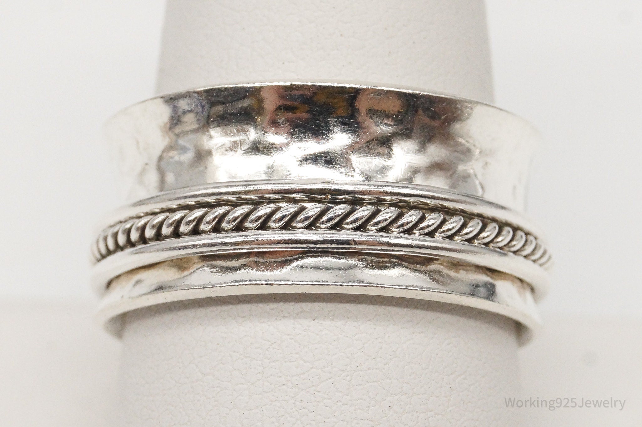 Vintage Mexico Designer ATI Sterling Silver Spinner Ring - Size 9