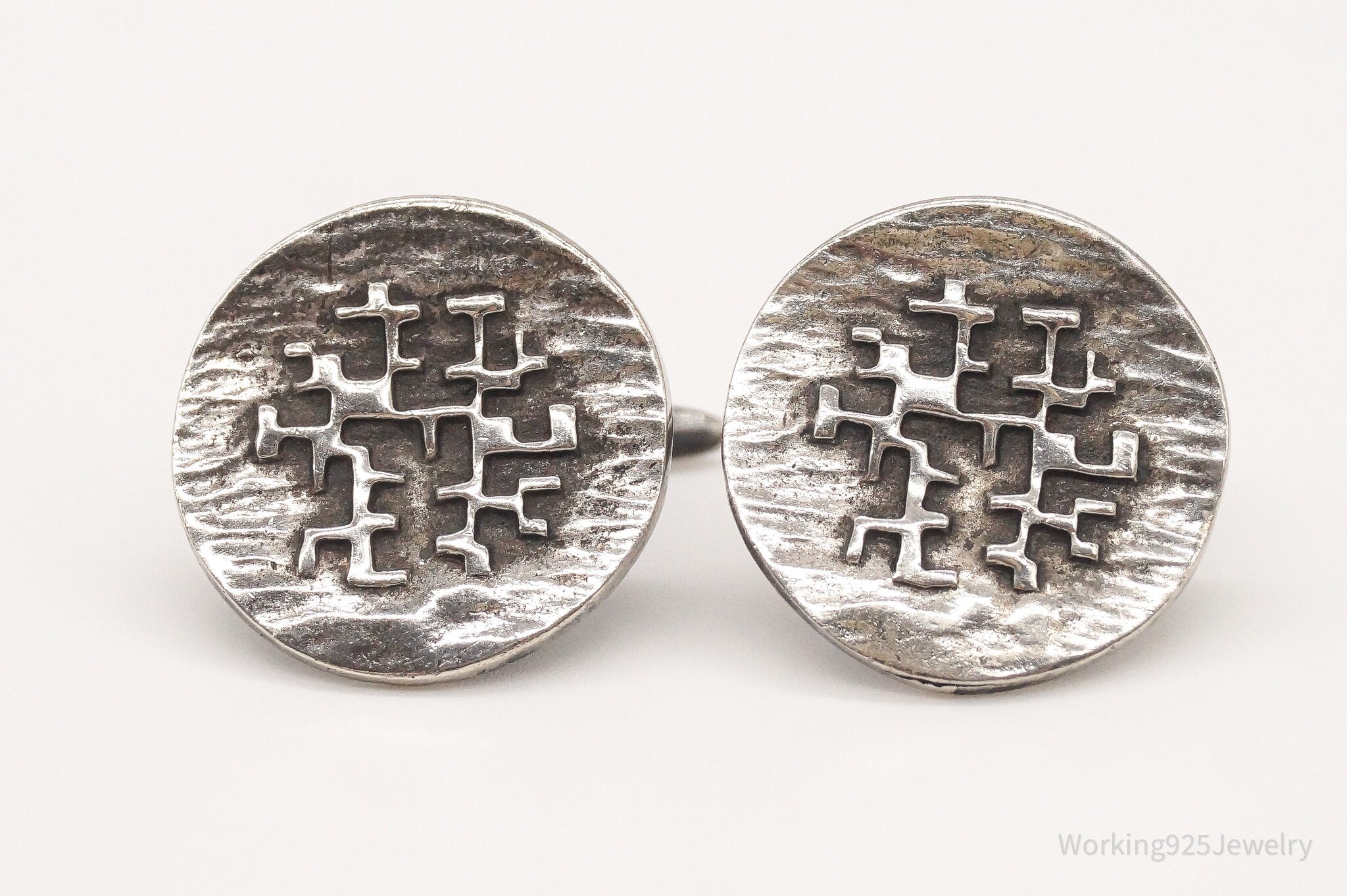 Vintage French Designer MF Sterling Silver Cufflinks