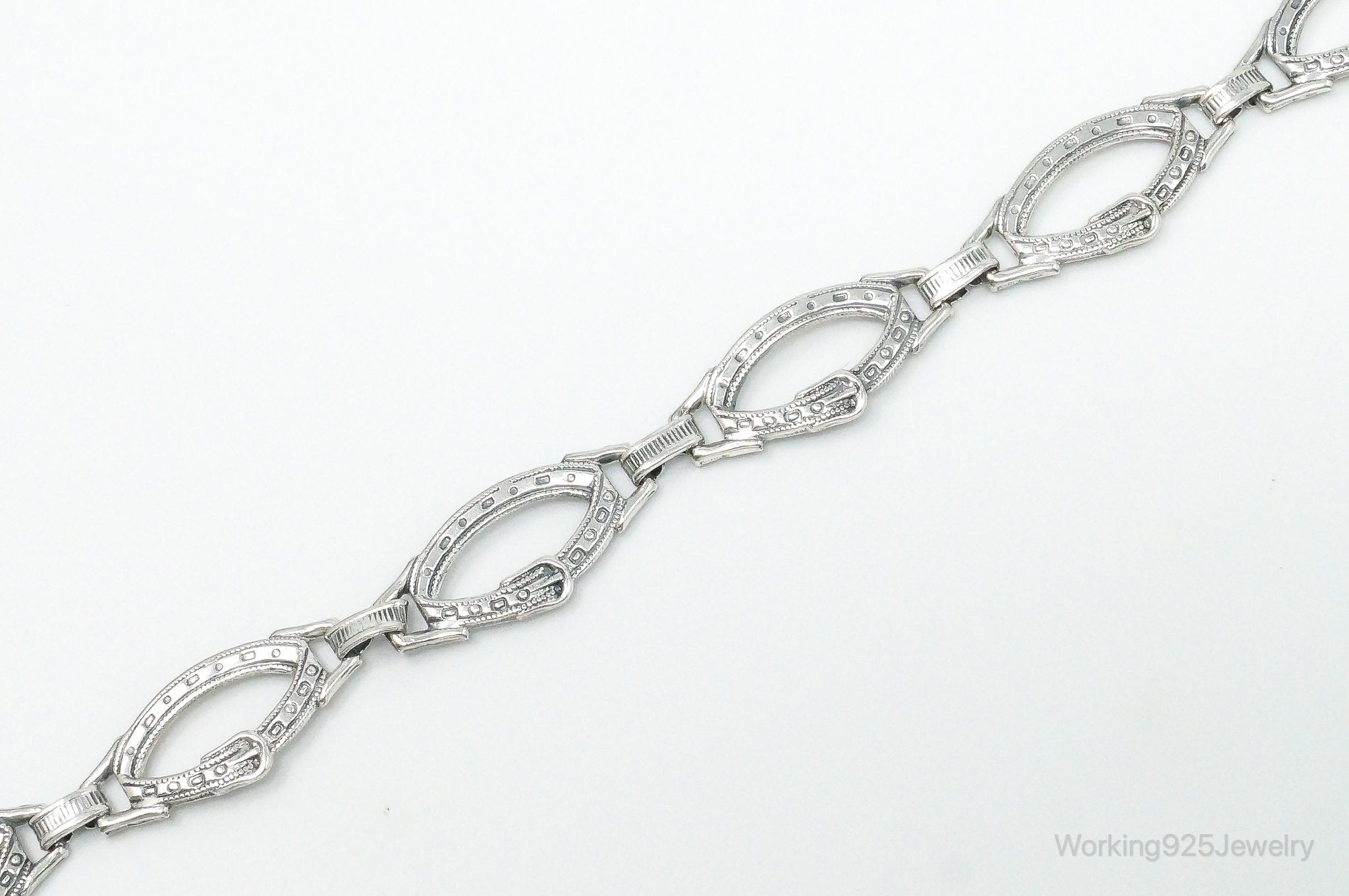 Vintage Southwestern Style Belt Sterling Silver Link Bracelet