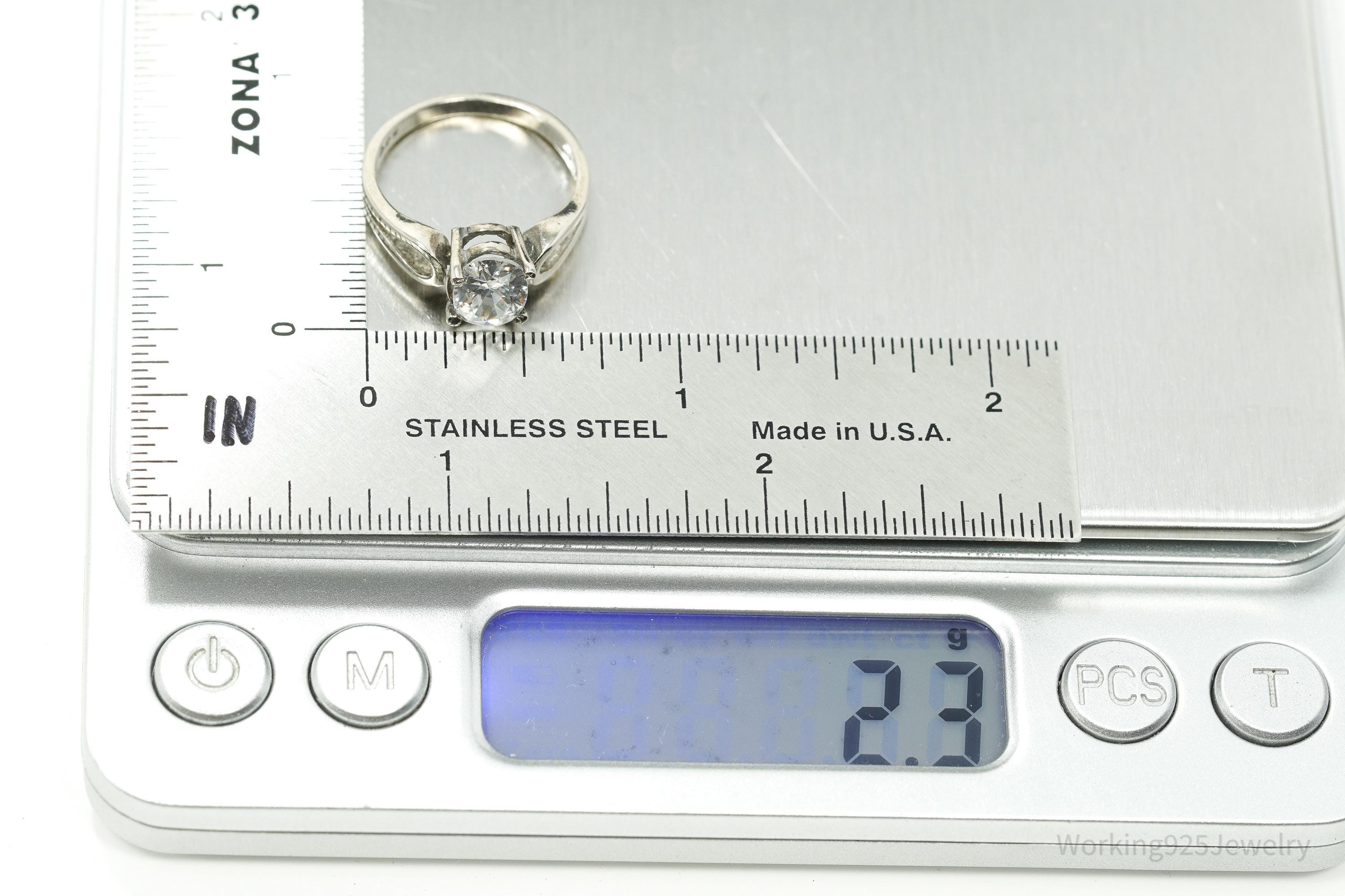 Vintage Cubic Zirconia Sterling Silver Ring - Size 5.75