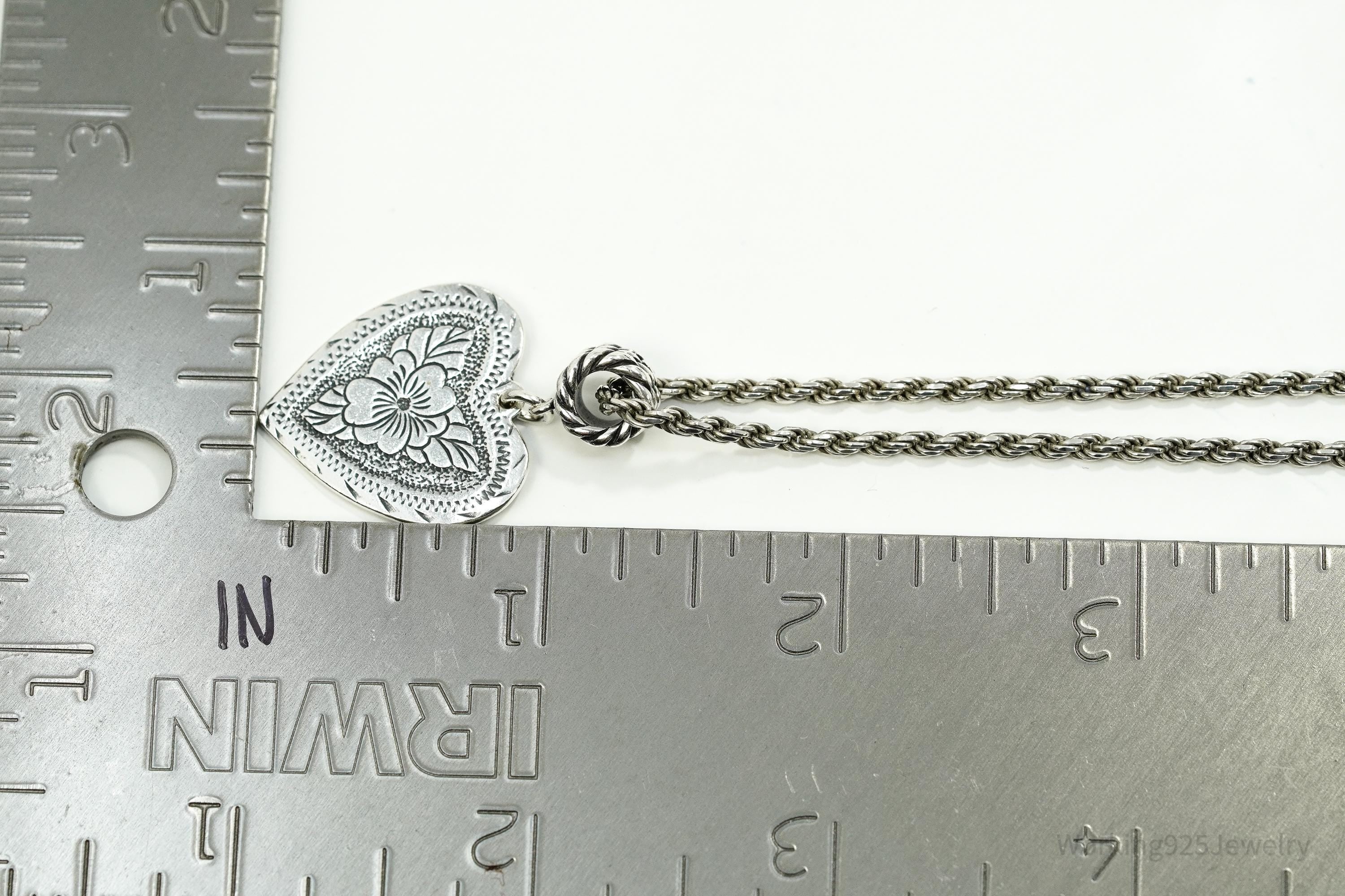 Vintage Native Carolyn Pollack Relios Flower Heart Sterling Silver Necklace 18"