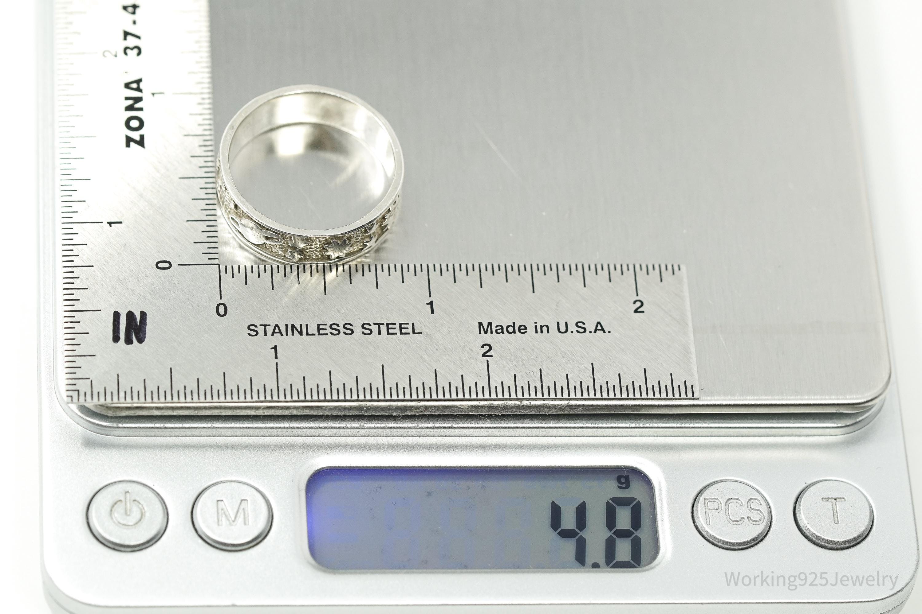 Vintage Space Galaxy Sterling Silver Band Ring - Size 10.25