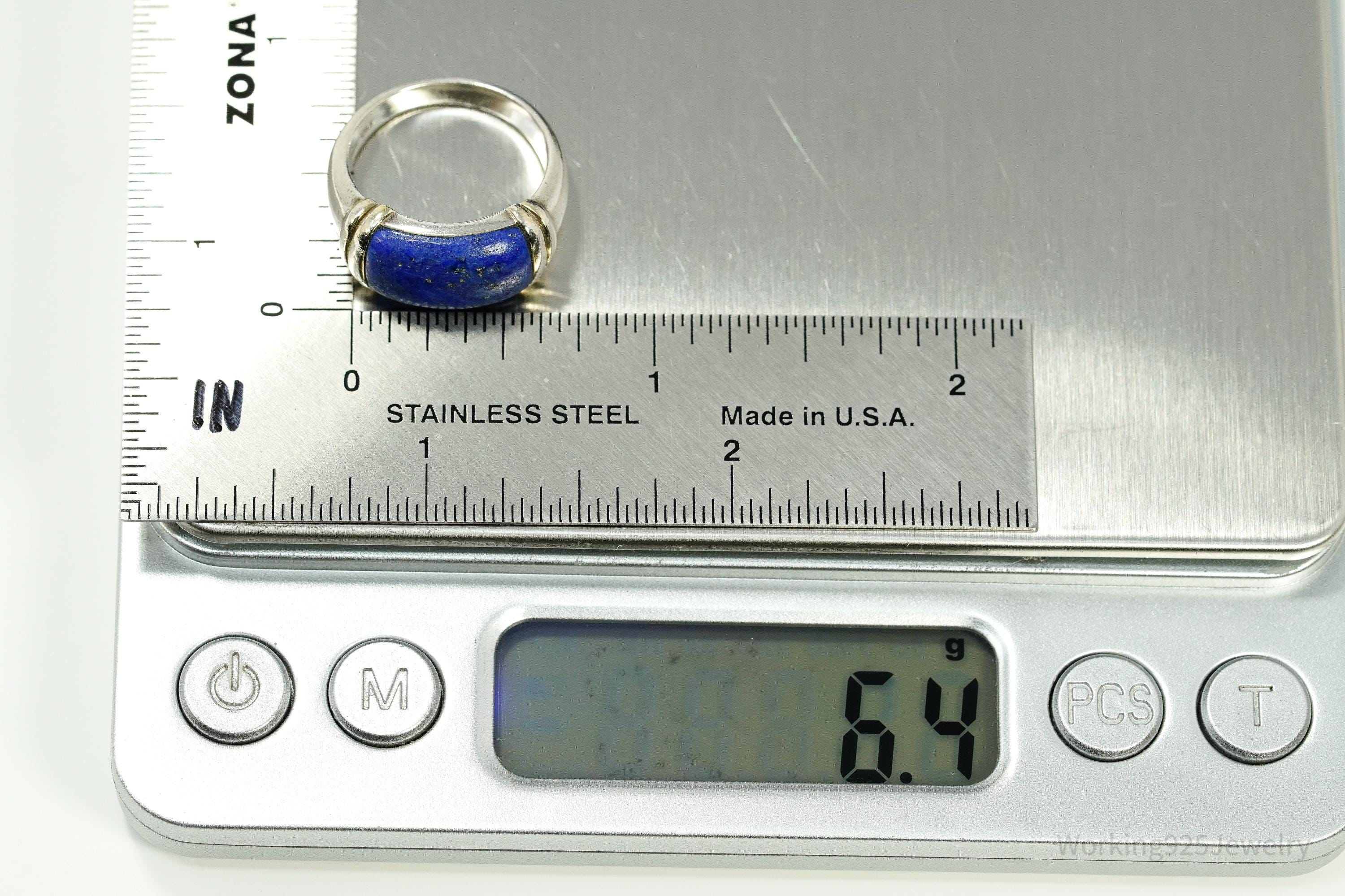 Vintage Lapis Lazuli Gold Vermeil Sterling Silver Ring - Size 5.75