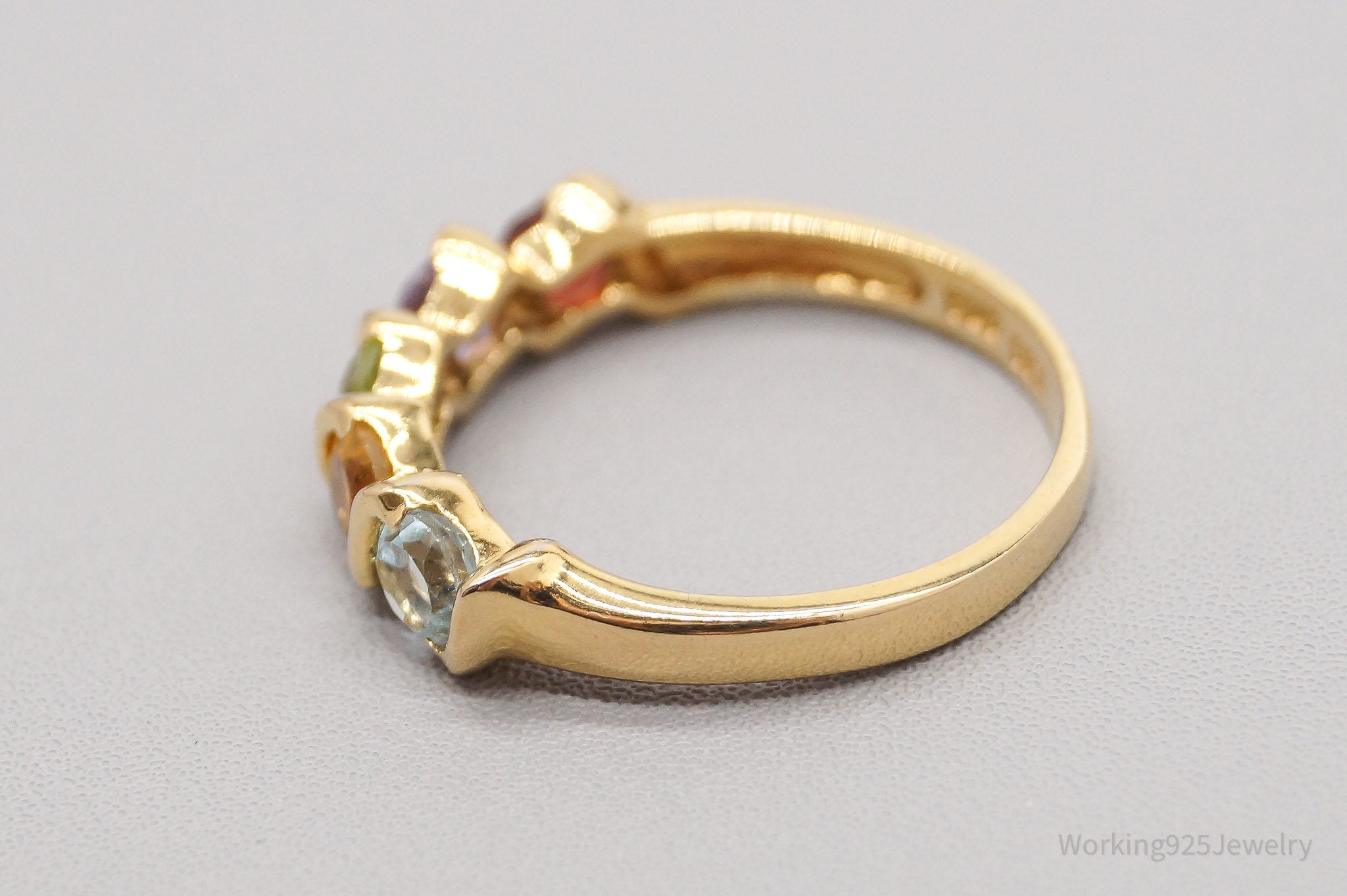 Vintage DBJ Multi Gemstone Gold Vermeil Sterling Silver Ring - Size 7.75