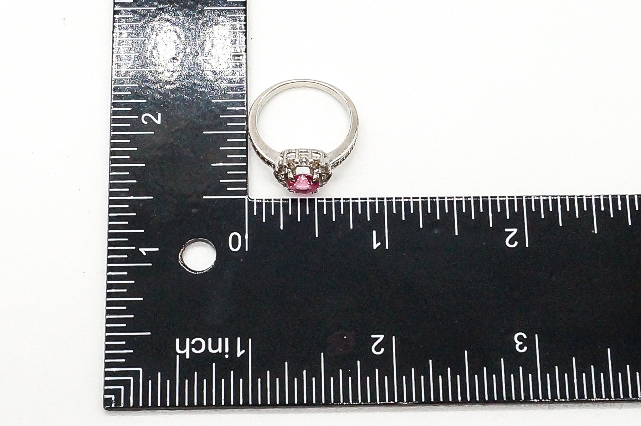 Vintage Pink Topaz Cubic Zirconia Sterling Silver Ring - Size 6.75