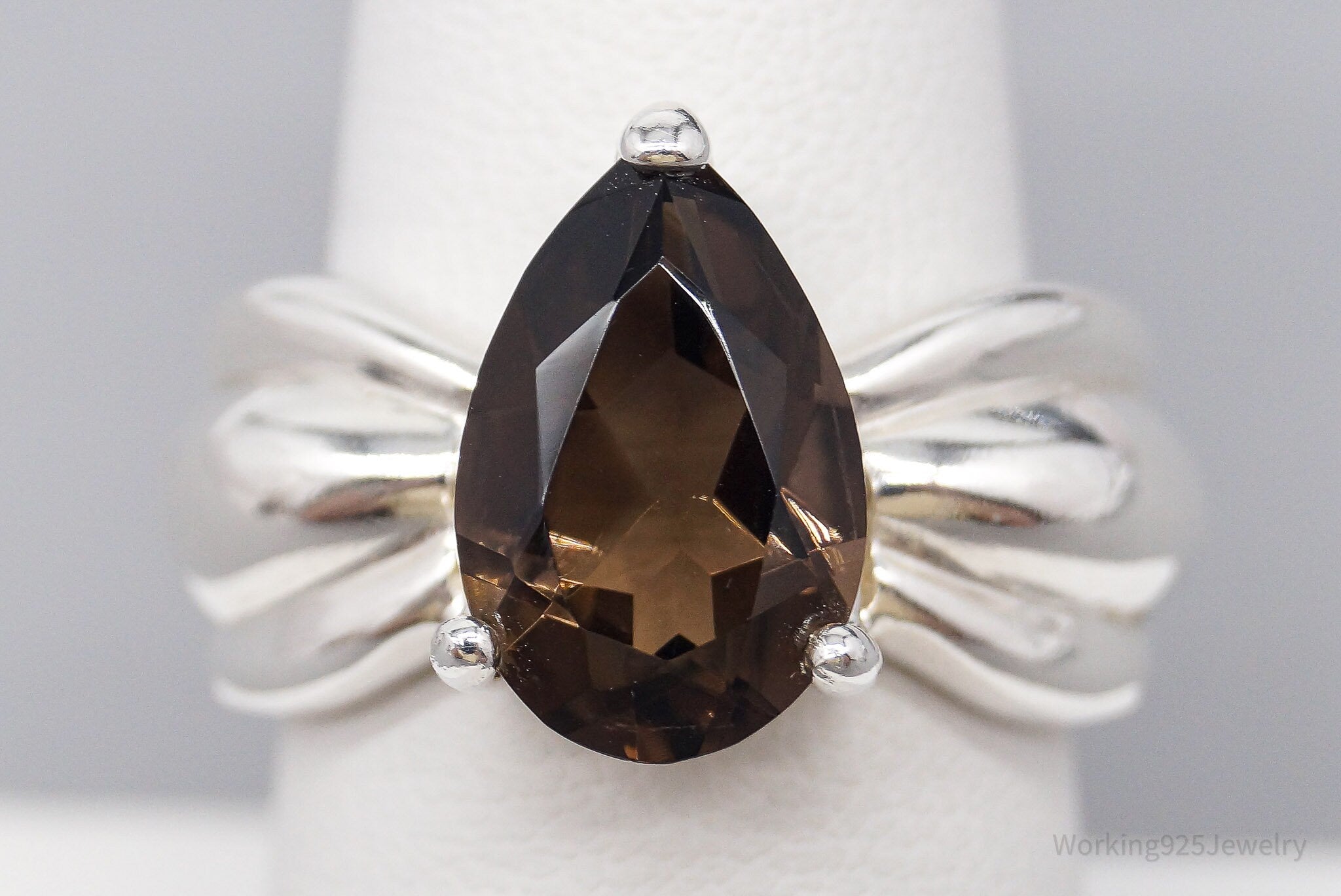 Vintage UTC Large Smoky Topaz Sterling Silver Ring Size 8