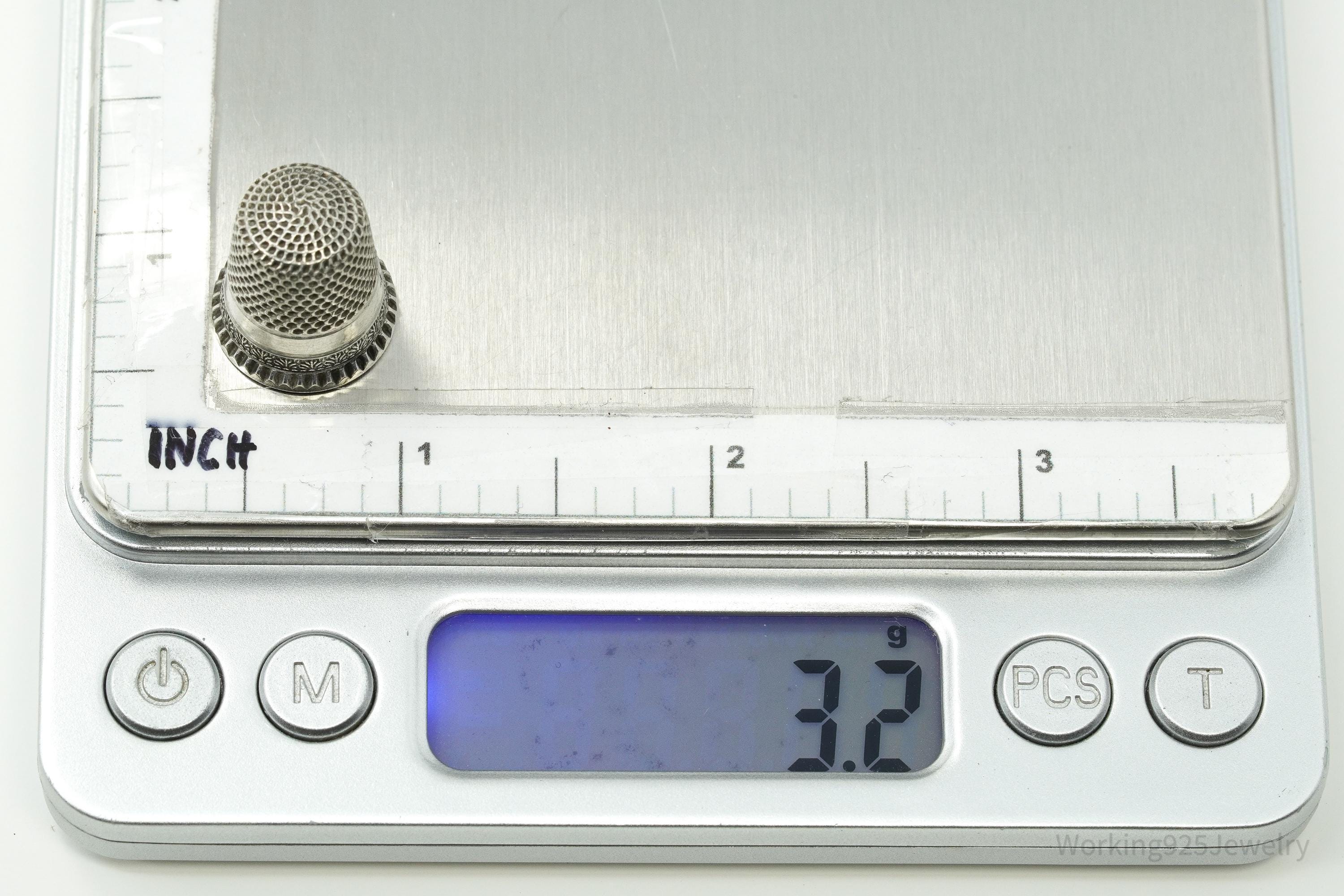 Antique Dome Sterling Silver Thimble Size 4