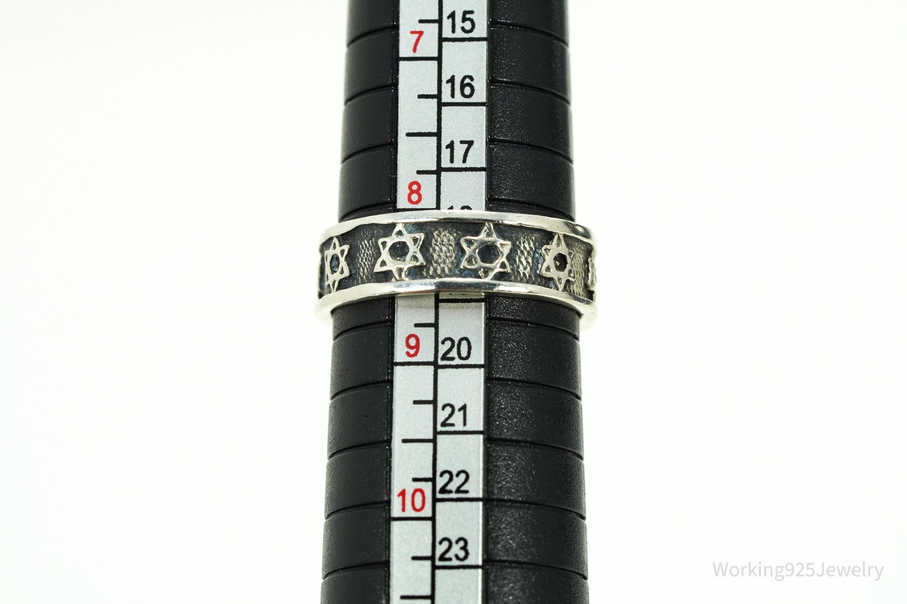 Vintage Star Of David Sterling Silver Band Ring Size 8.5