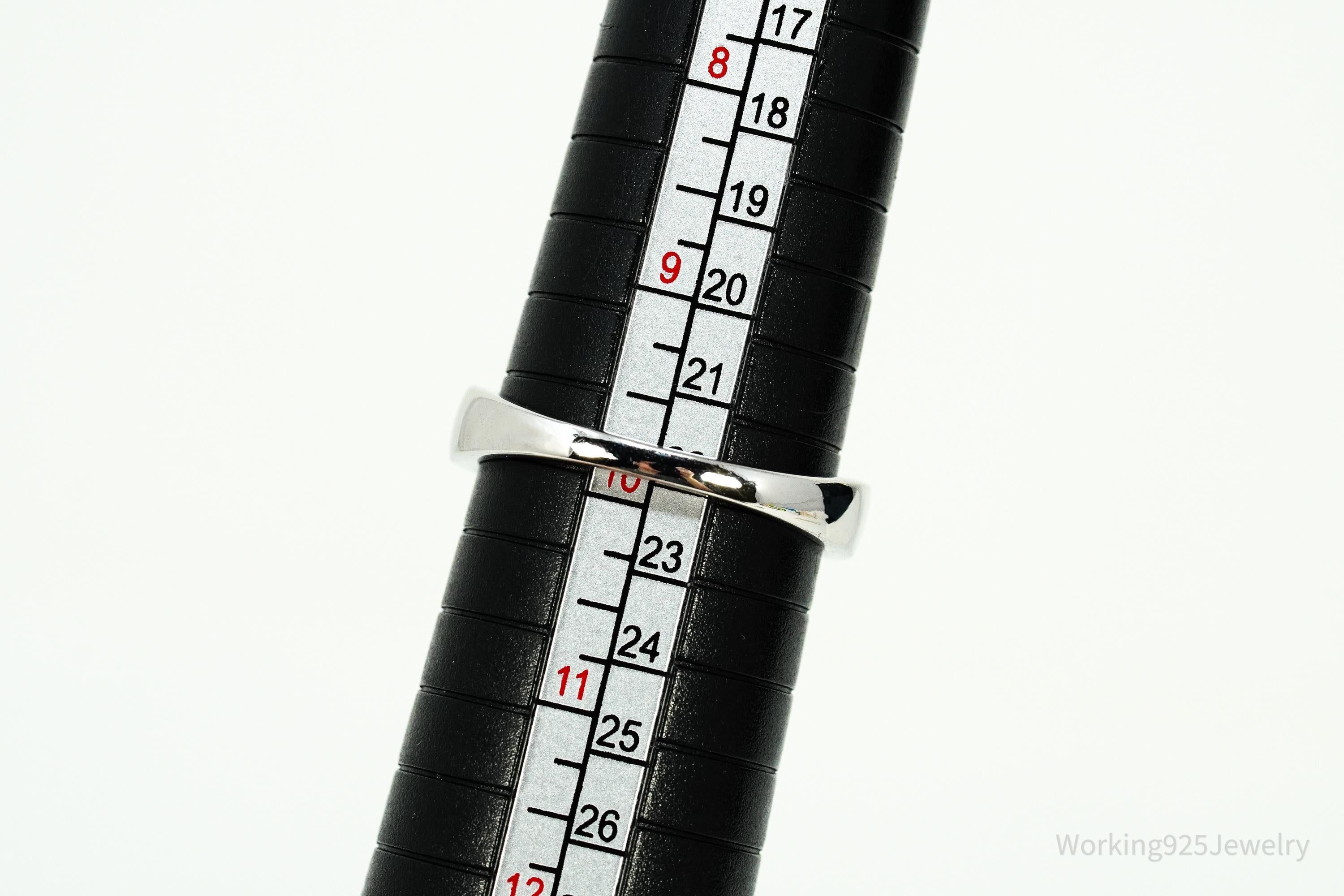 Vintage Emerald & White Topaz Sterling Silver Ring - Size 9.75