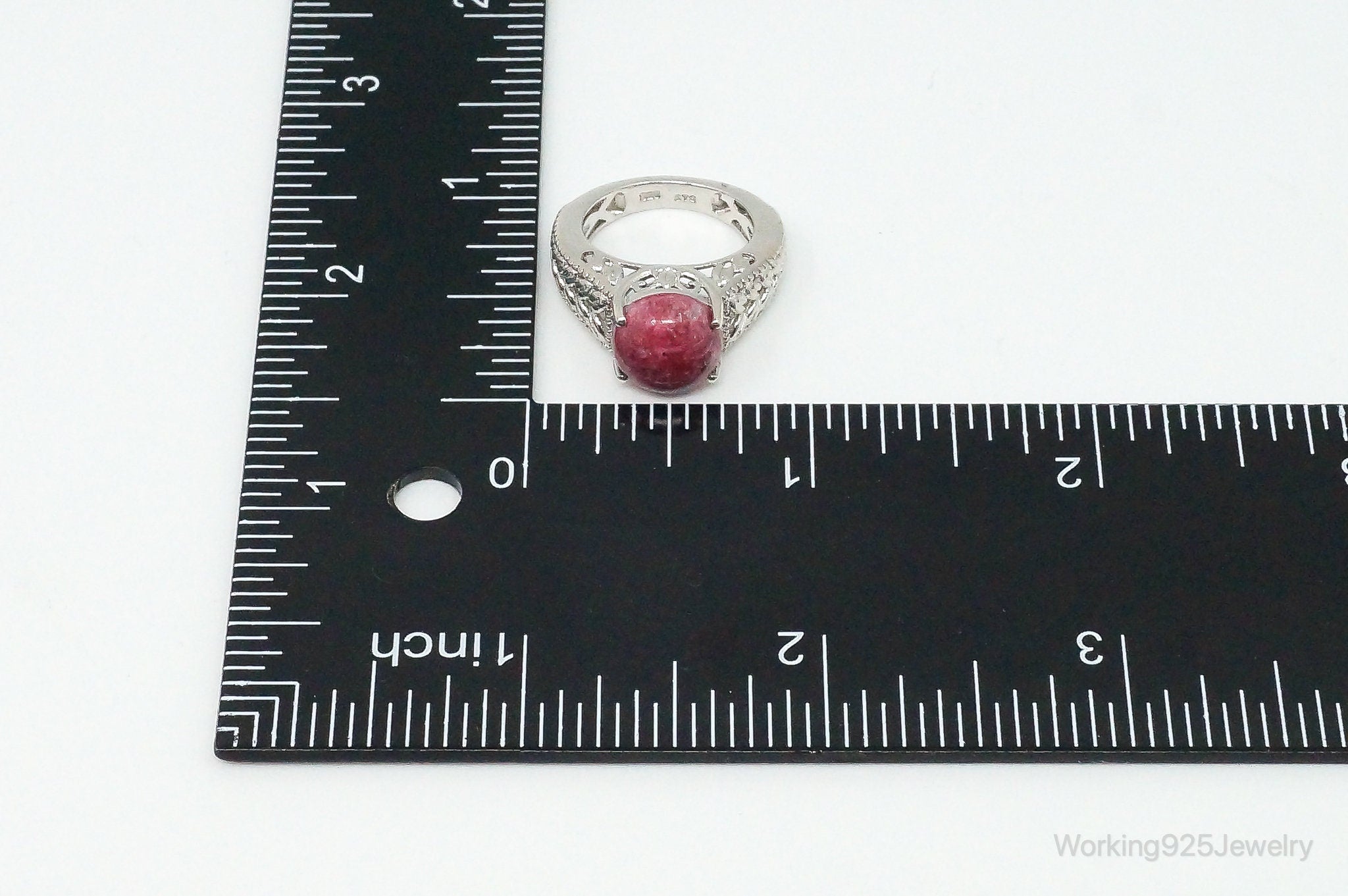 Vintage Rhodonite Sterling Silver Ring Size 5