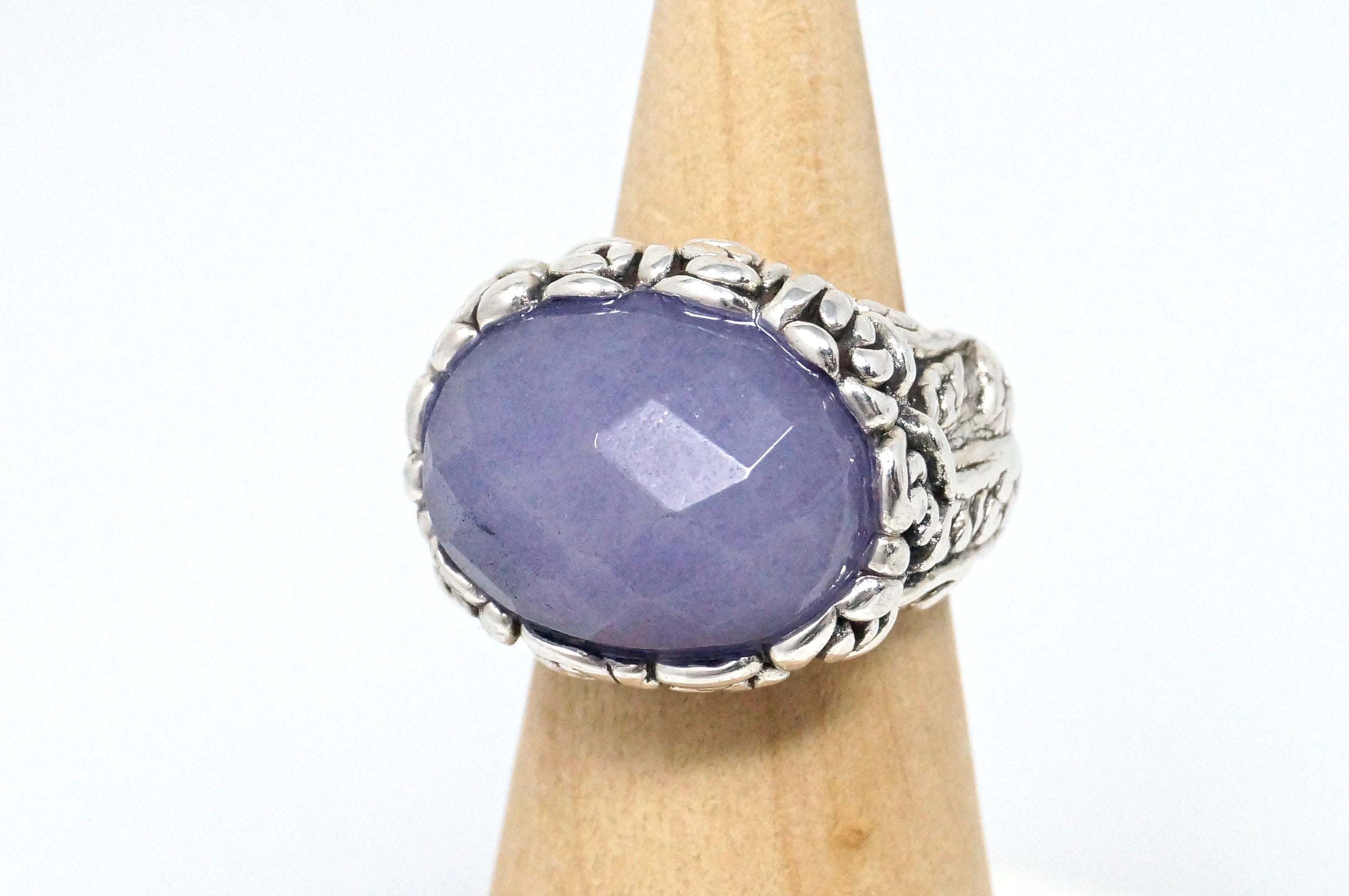 Vintage Large Purple Amethyst Statement Ring Sterling Silver Ring - Size 7.25