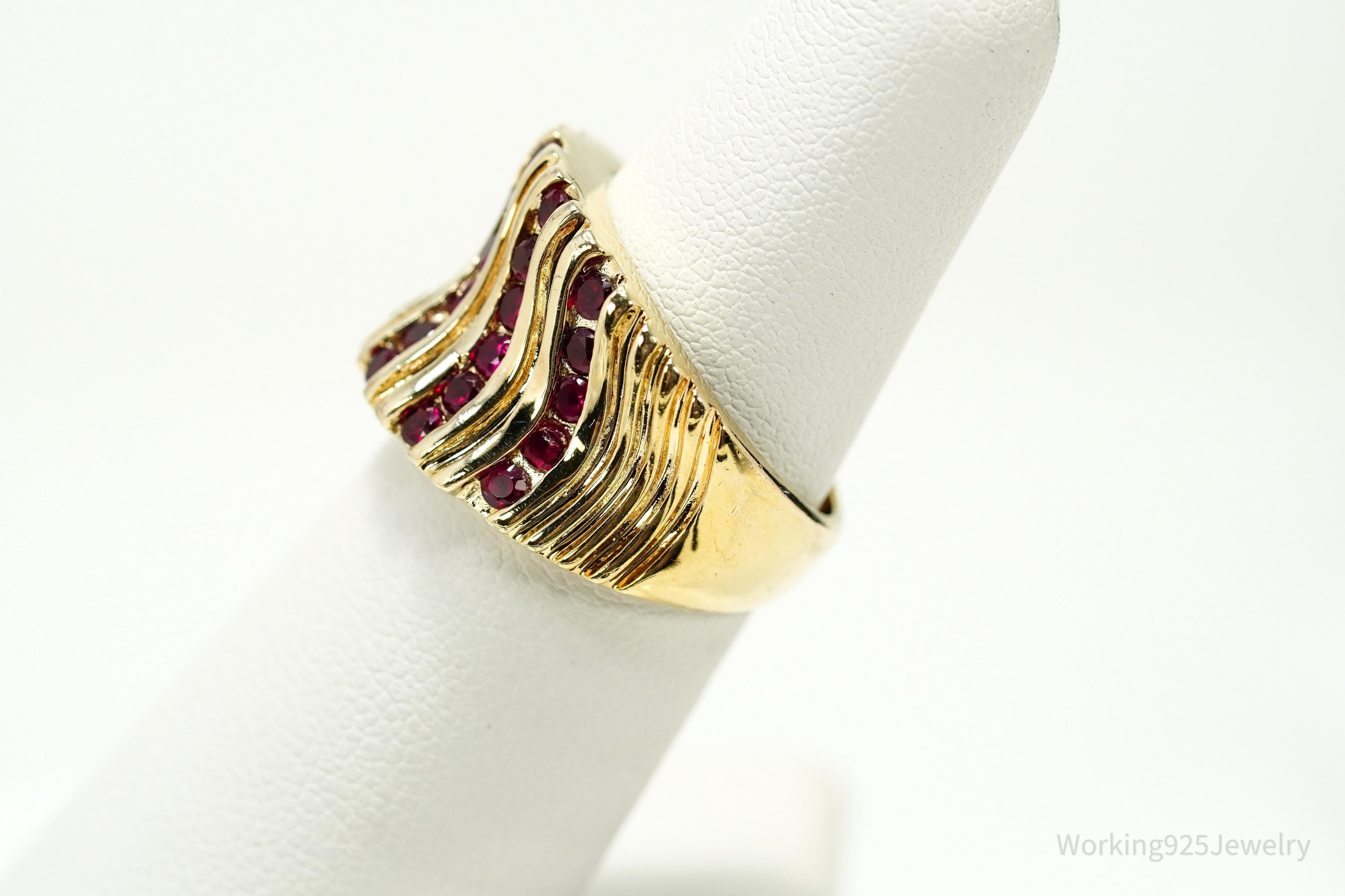 VTG Designer Ross Simons Ruby Gold Over Sterling Silver Ring - Size 6