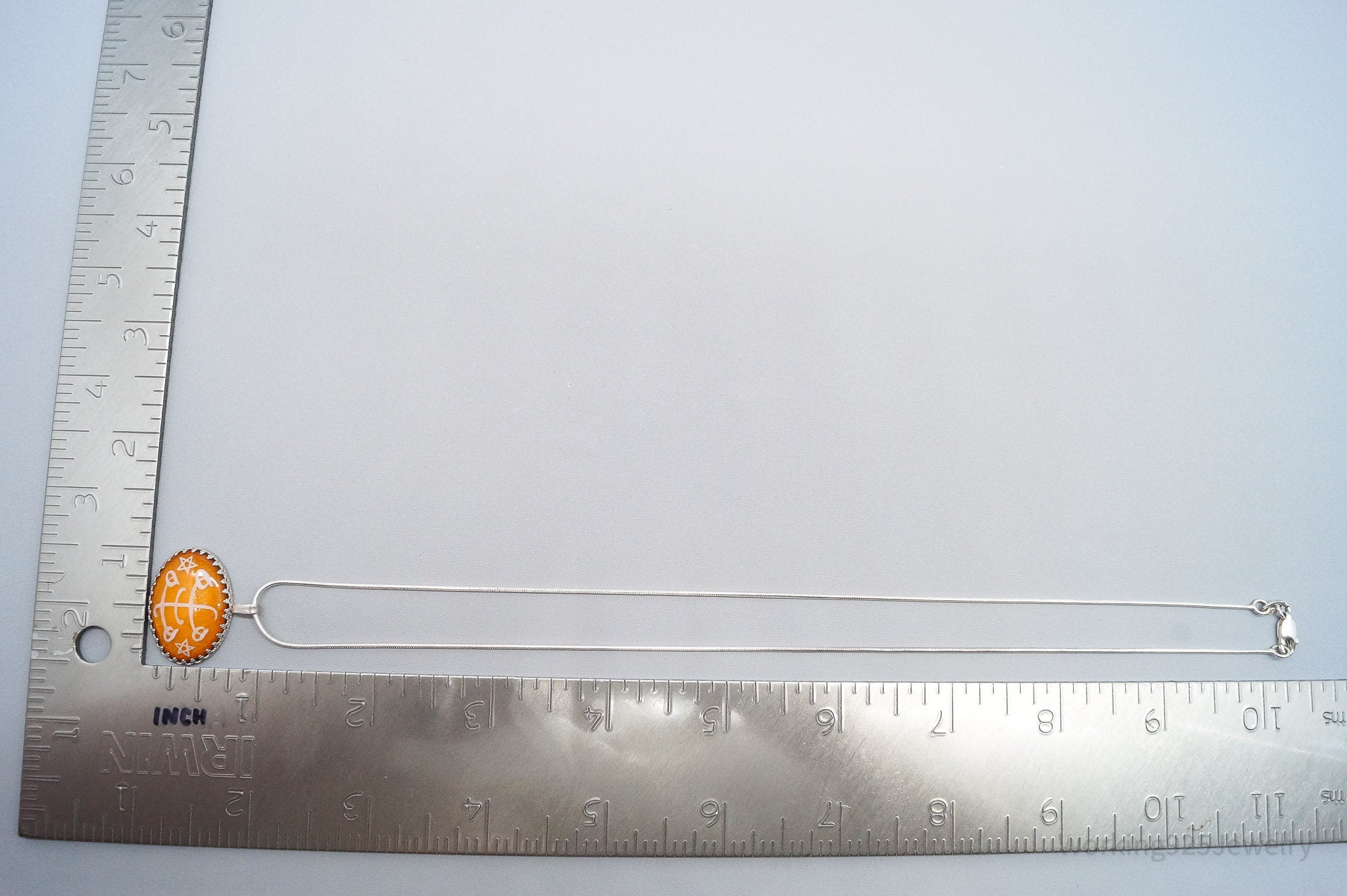 Vintage Glass Sterling Silver Necklace 20"