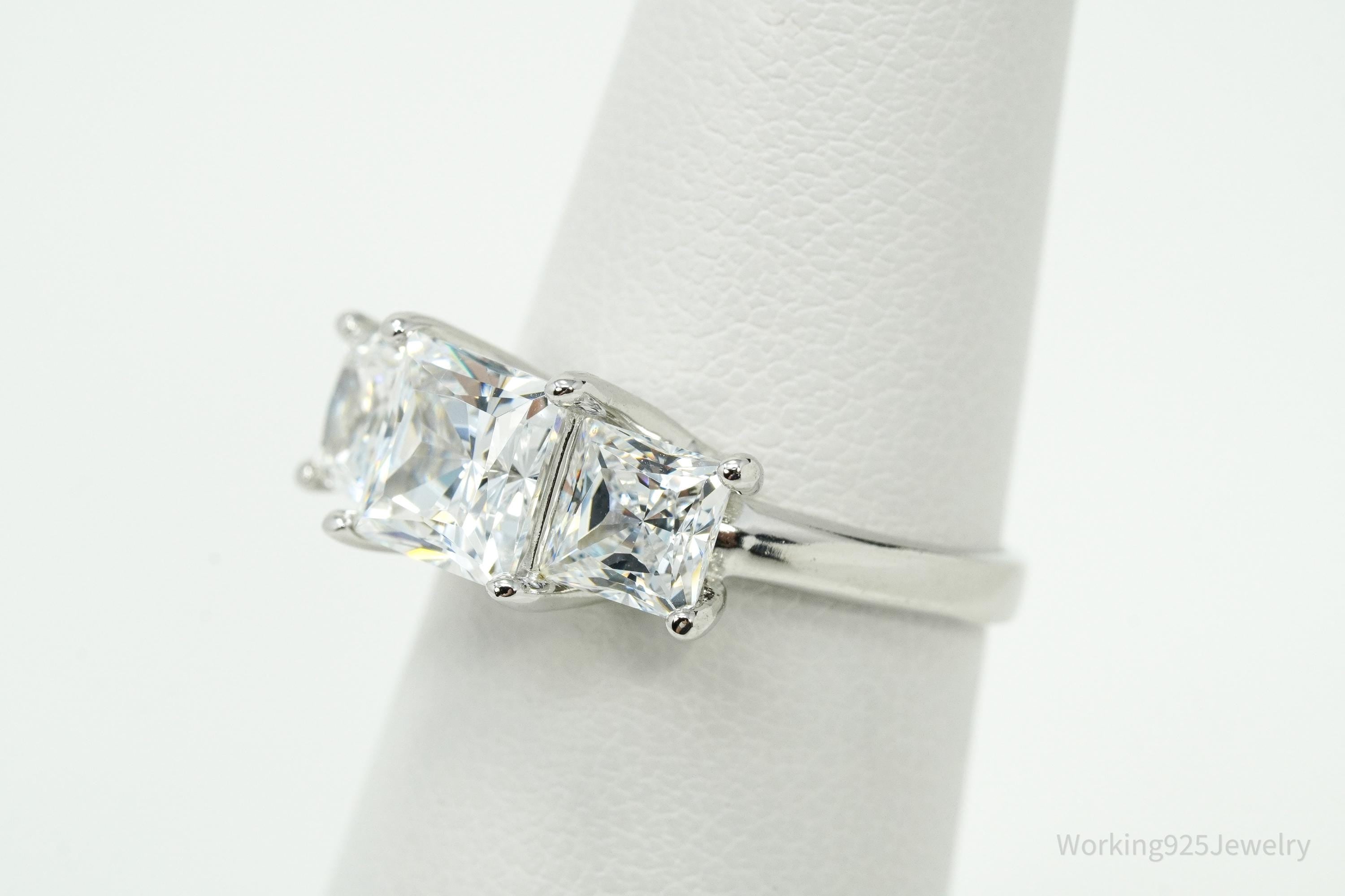 Vintage JCM White Diamonique Cubic Zirconia Sterling Silver Ring Size 6.25