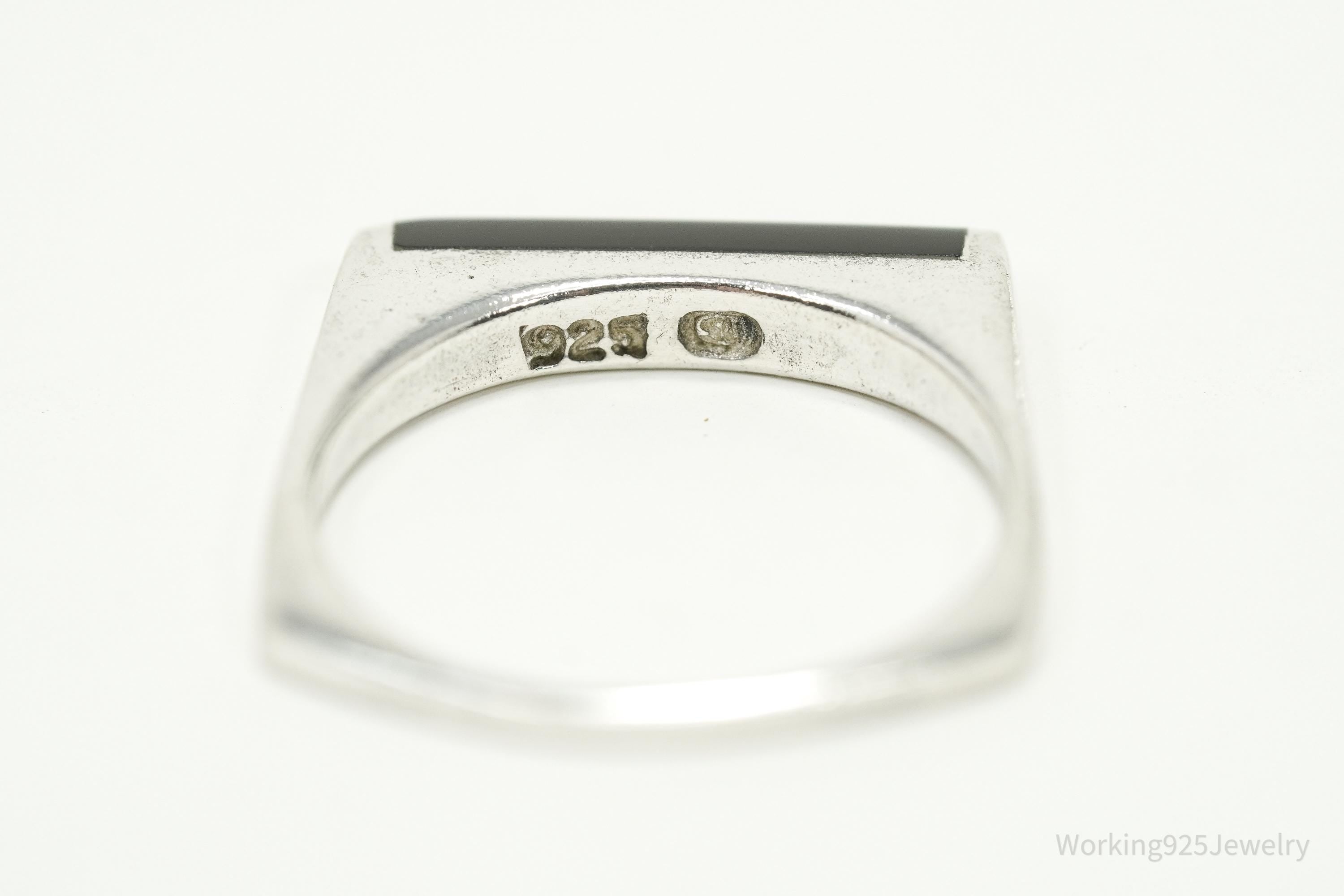 Vintage Black Onyx Sterling Silver Ring - Size 7