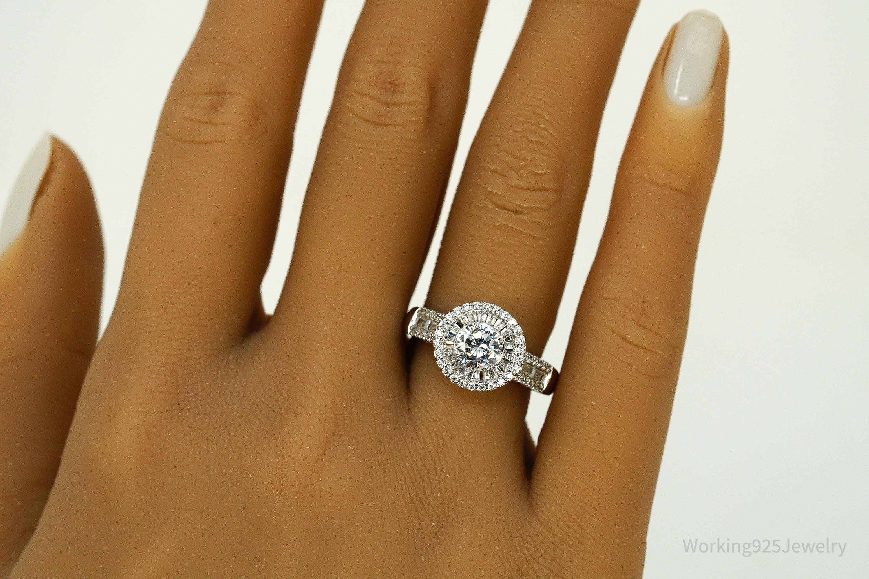 Vintage JCL Cubic Zirconia Sterling Silver Ring Size 8