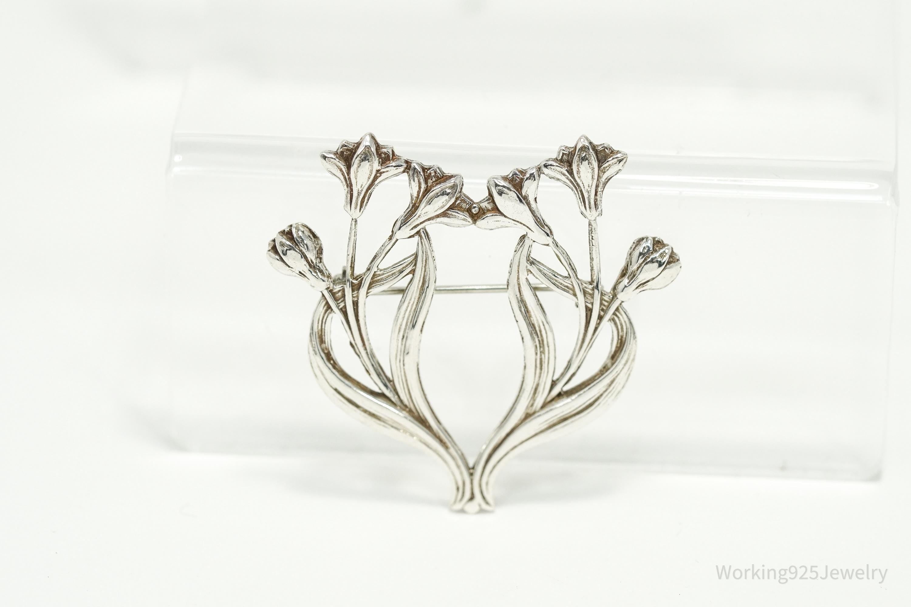 Vintage Art Nouveau Style Silver Brooch Pin
