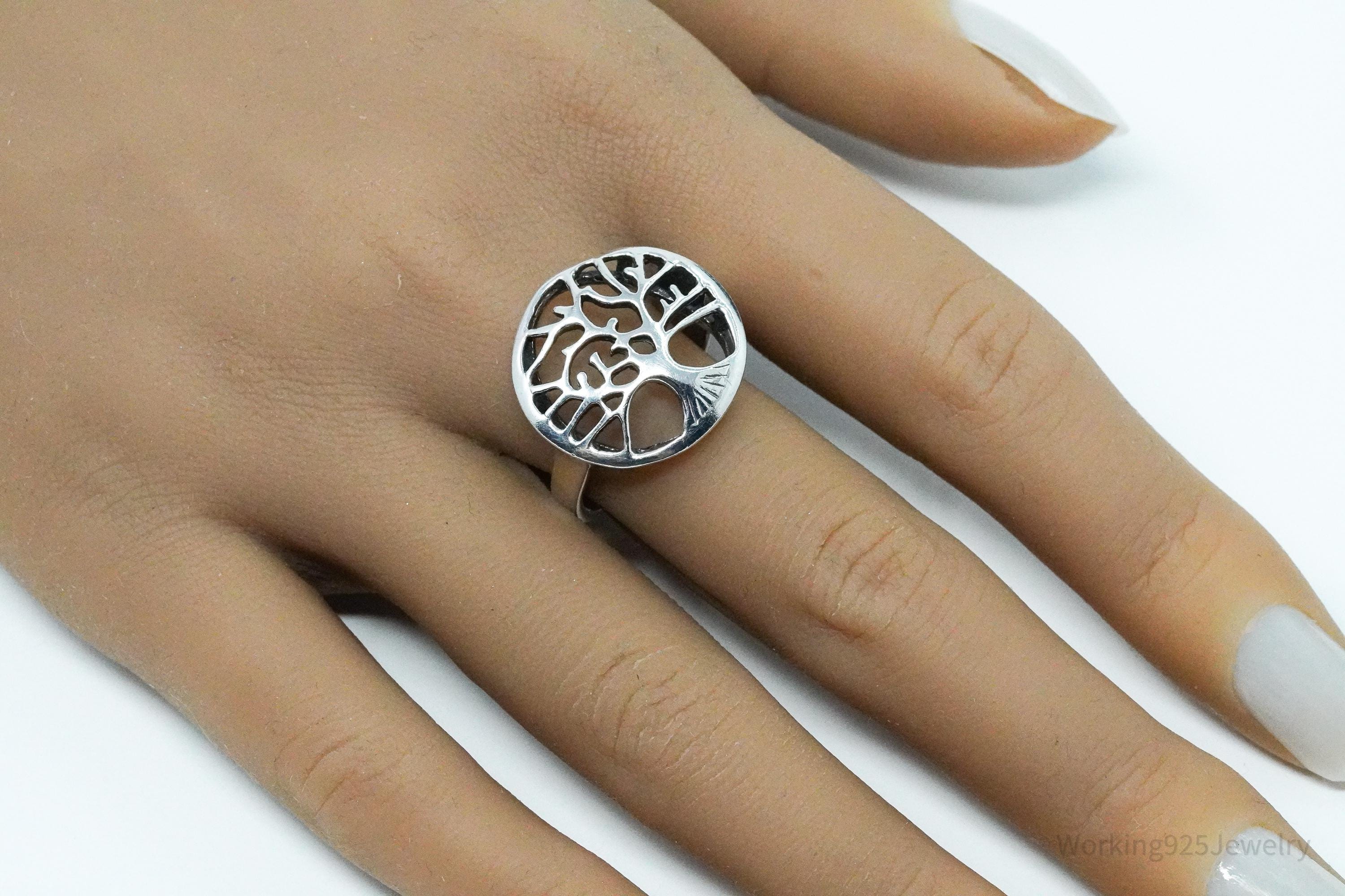 Vintage Tree Of Life Sterling Silver Ring - Size 11