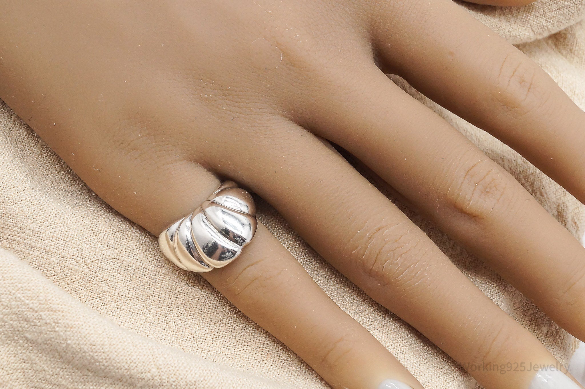 Vintage Designer KABANA Modernist Sterling Silver Ring - Size 5