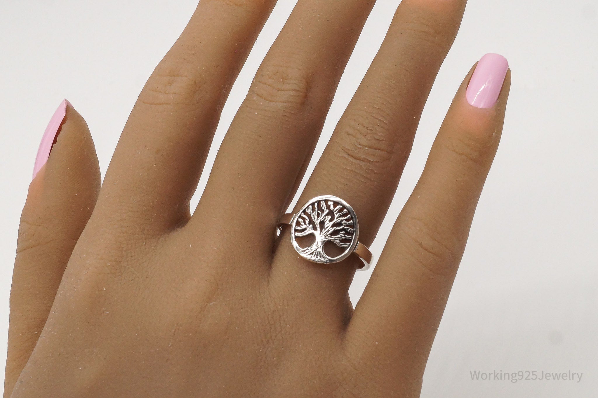 Vintage Tree Of Life Sterling Silver Ring - Size 8