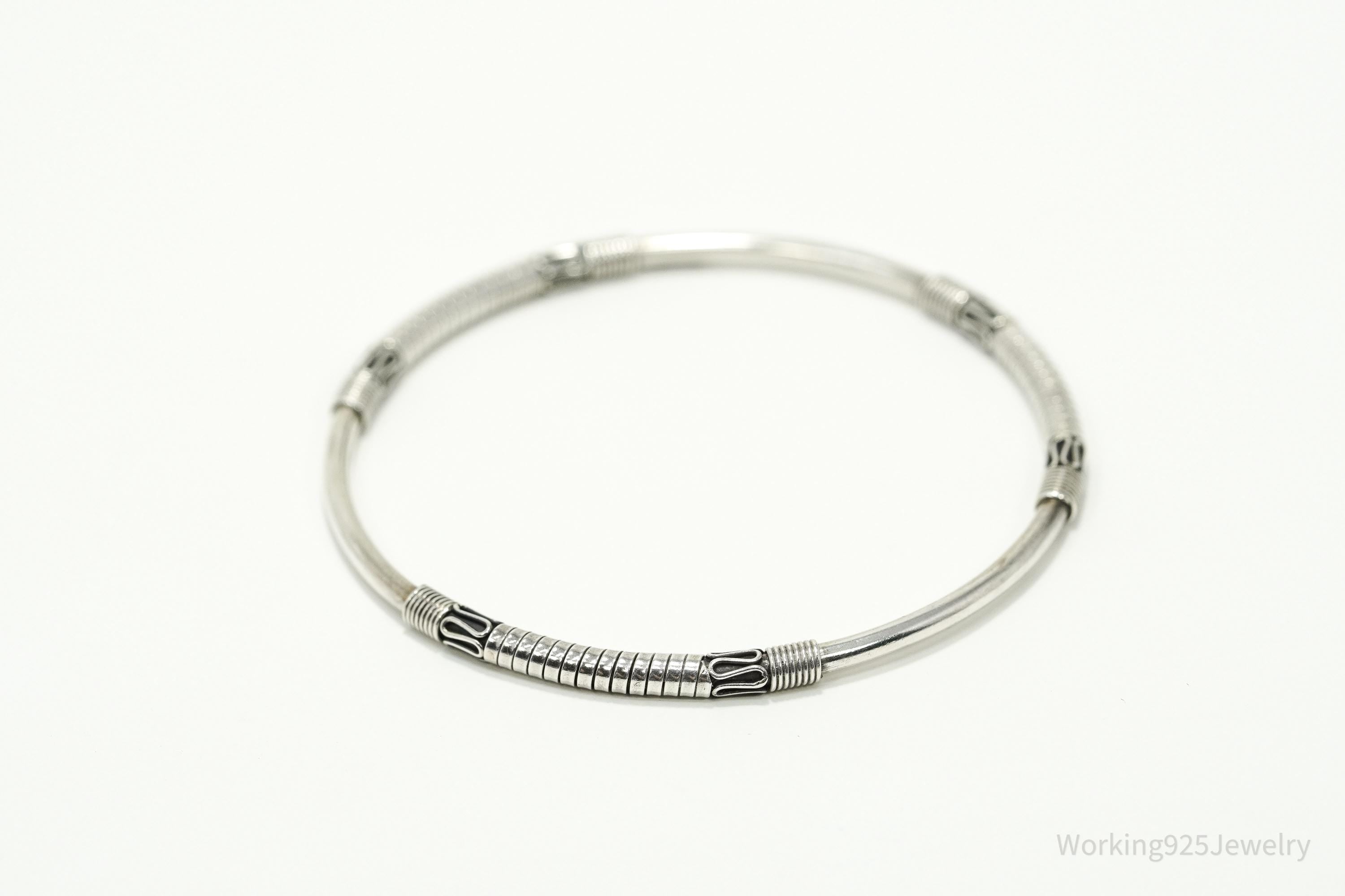 Vintage Designer BA Suarti Sterling Silver Bangle Bracelet 7 7/8"