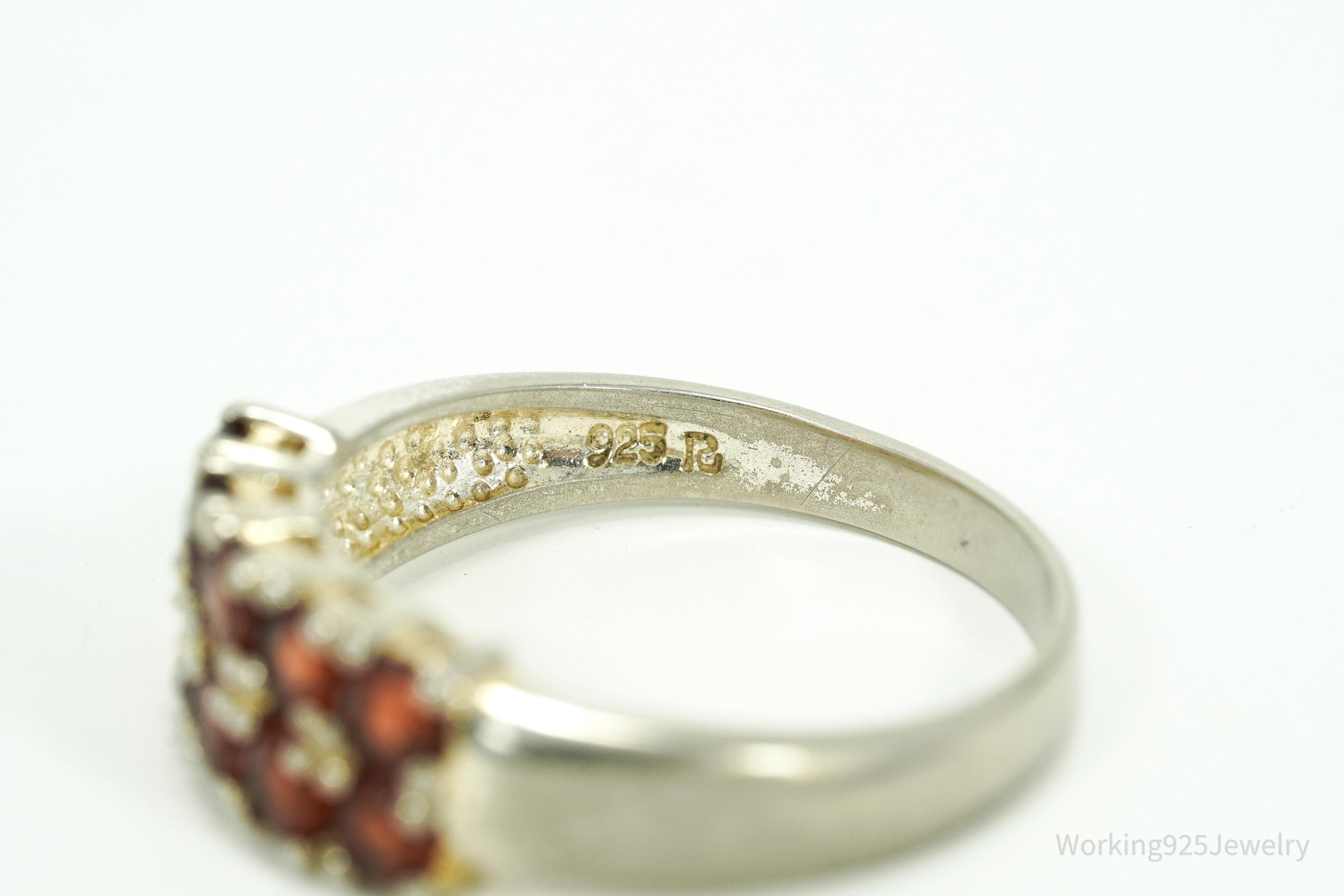 Vintage Garnet Sterling Silver Ring - Size 8