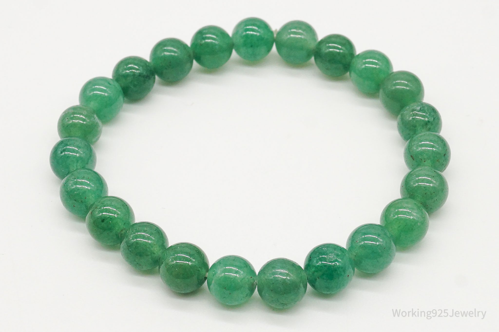 Vintage Green Jade Beads Stretch Bracelet